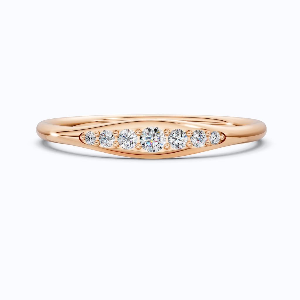 Tapered Round Cut Lab Diamond Engagement Band in Solid 10k/14k Gold, Wedding Gift for Wife, Handmade Simple Band Jewelry