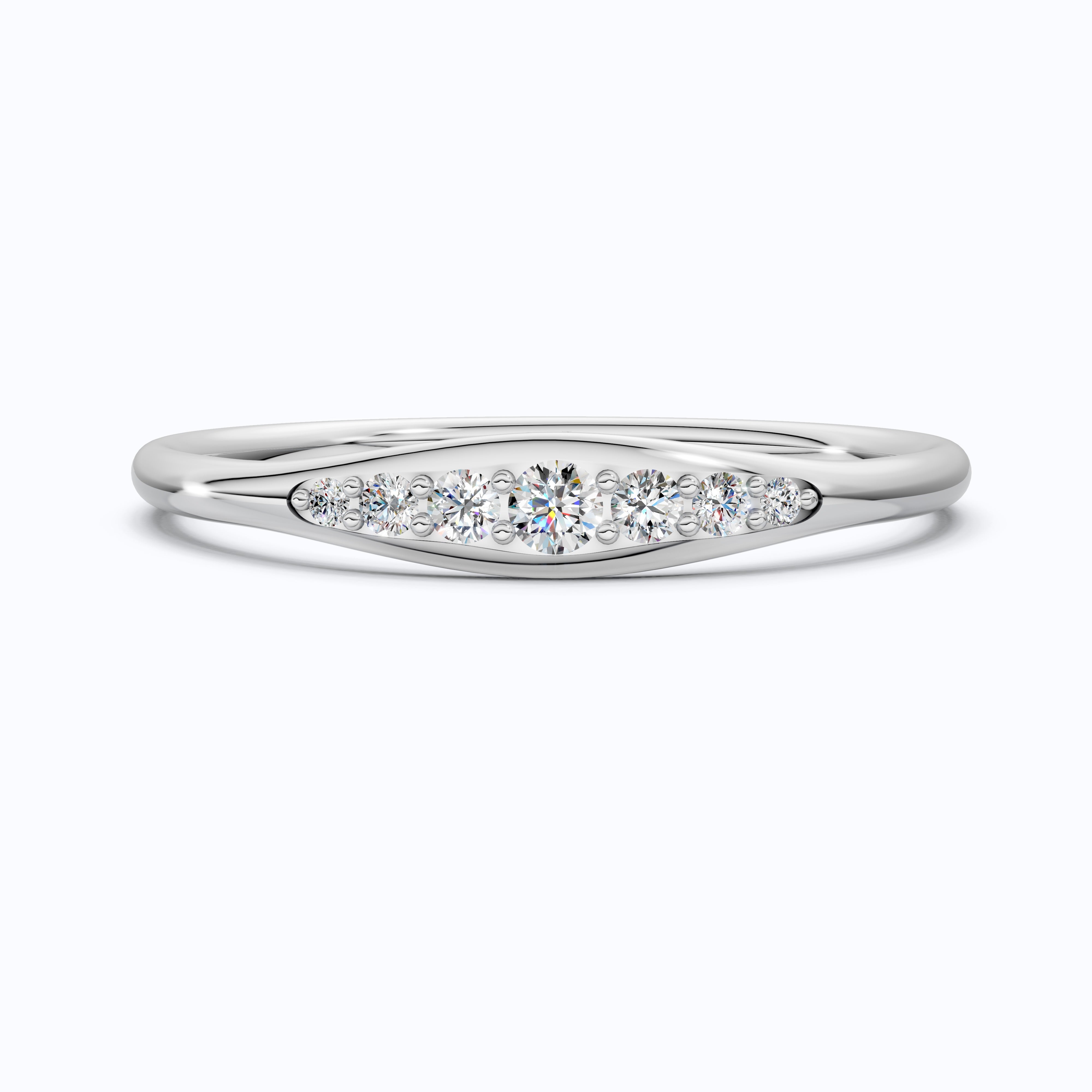 Tapered Round Cut Lab Diamond Engagement Band in Solid 10k/14k Gold, Wedding Gift for Wife, Handmade Simple Band Jewelry