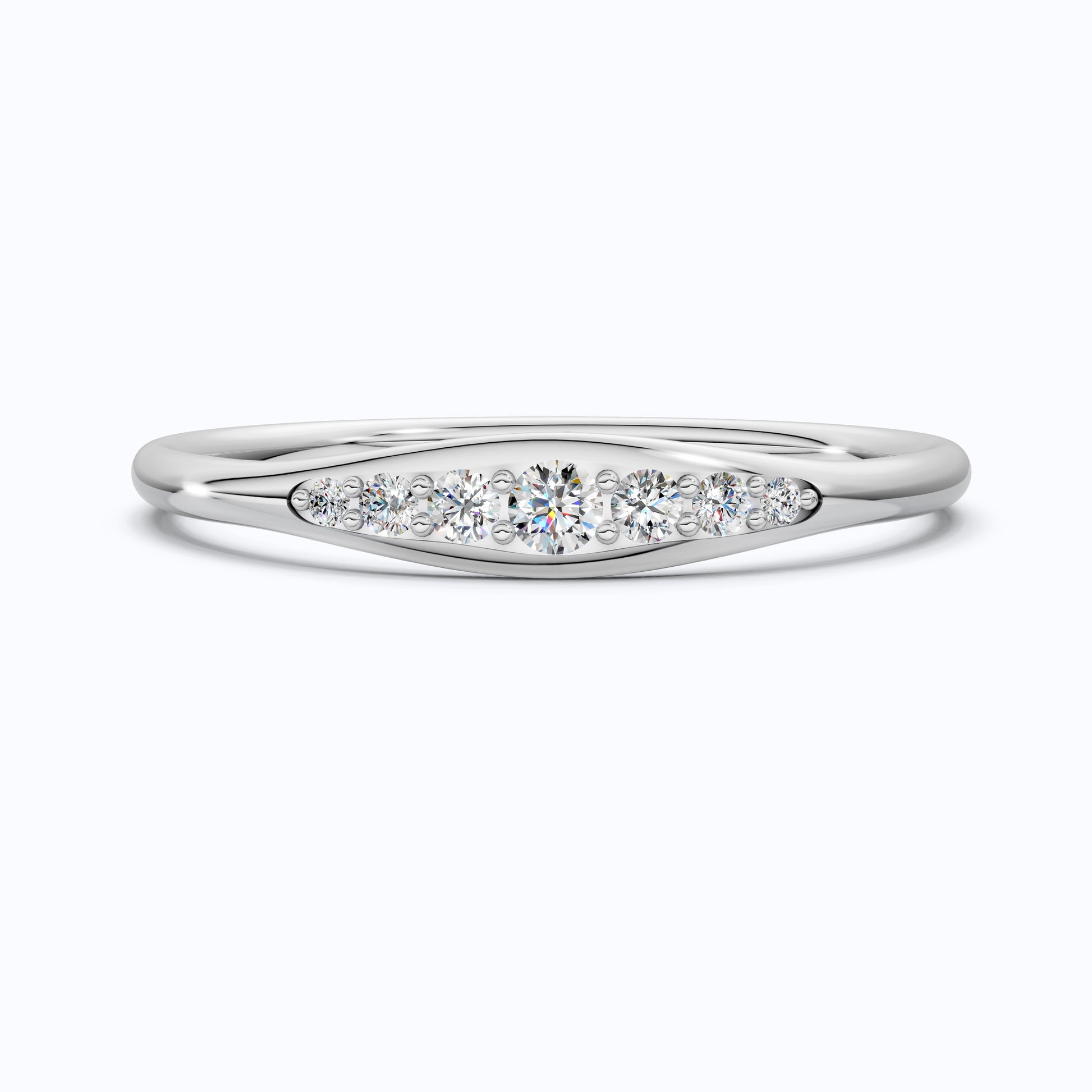 Tapered Round Cut Lab Diamond Engagement Band in Solid 10k/14k Gold, Wedding Gift for Wife, Handmade Simple Band Jewelry