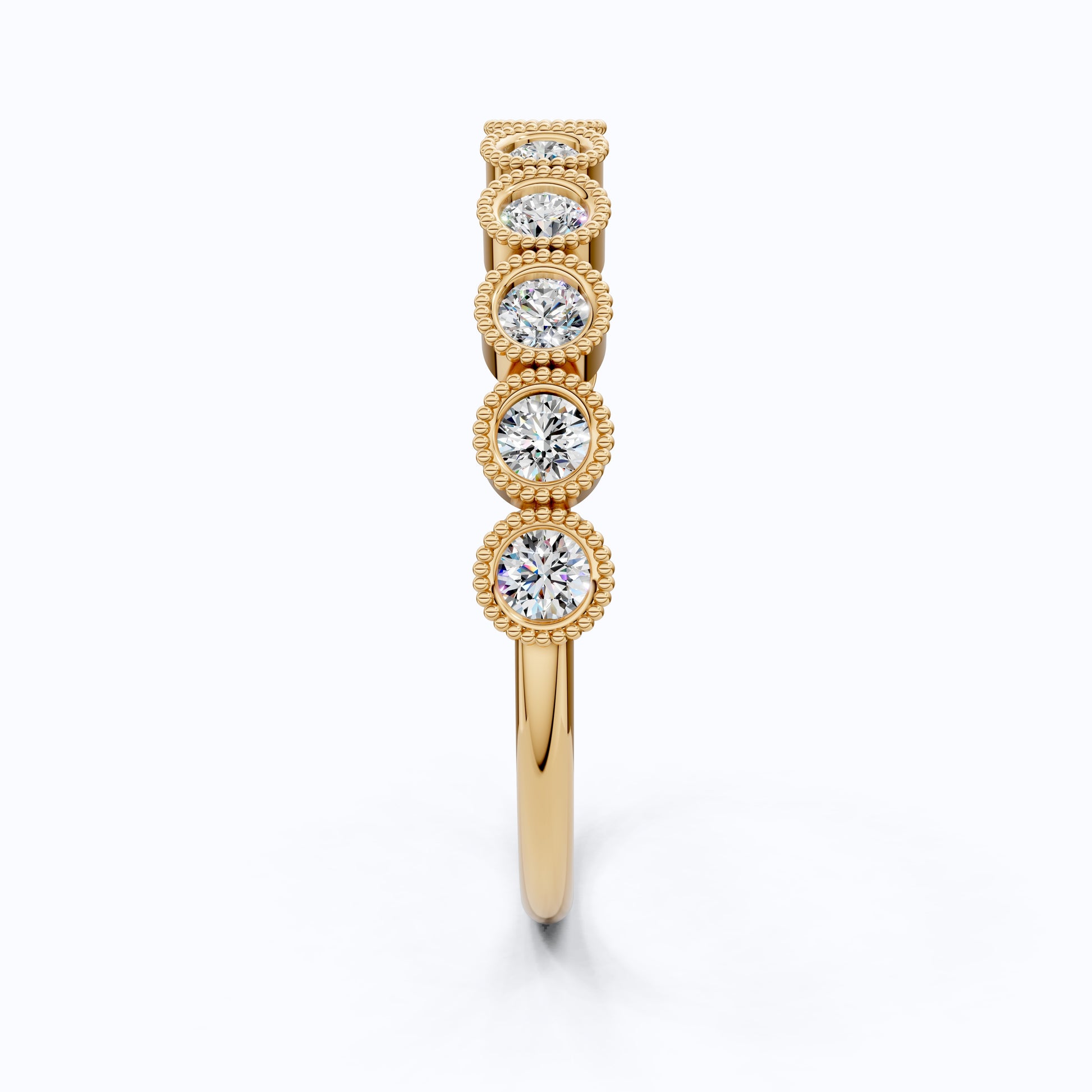 Vintage Bezel Set Wedding Eternity Band in Lab Grown Diamond-14k Solid Gold, Milgrain Ring for Her, Promise Ring