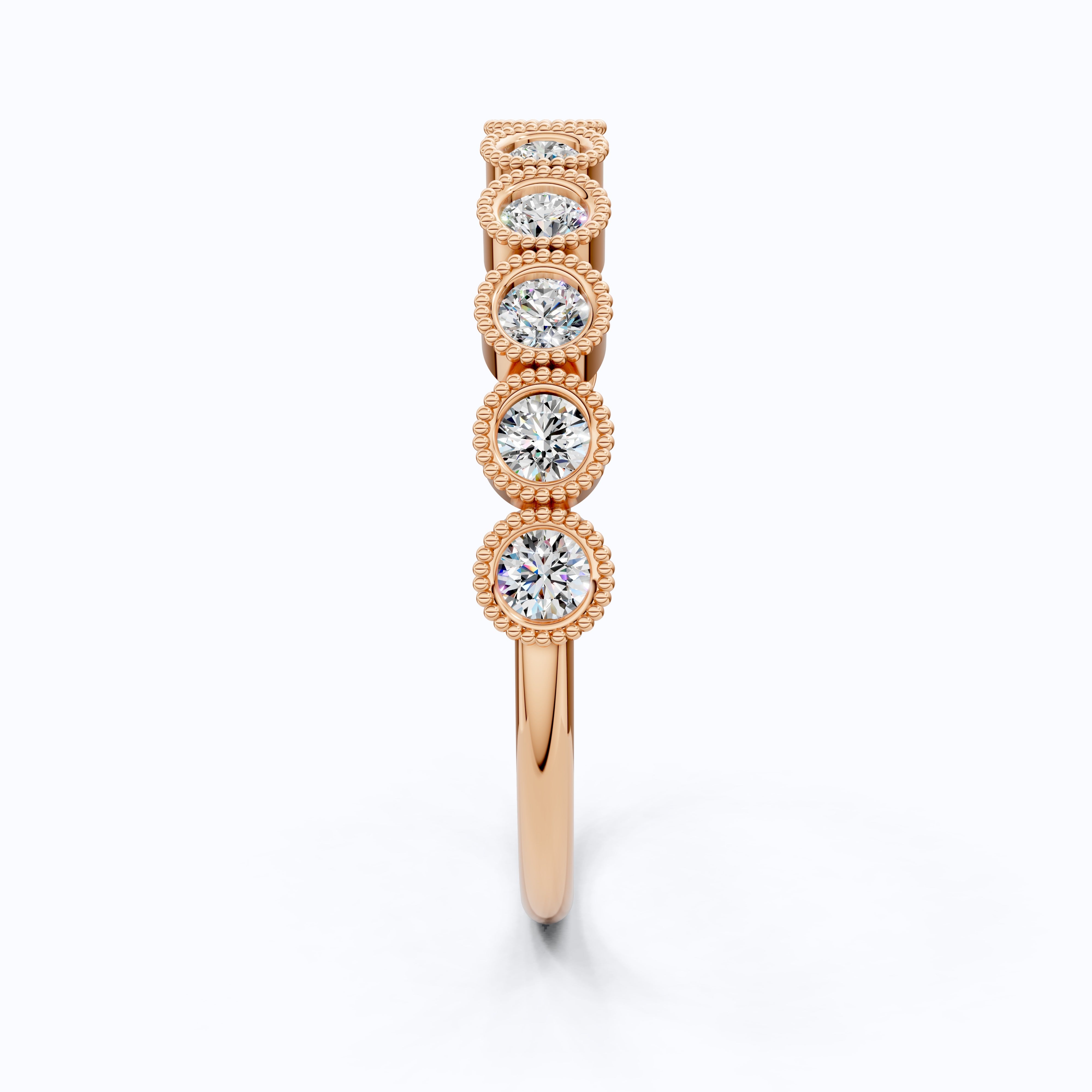 Vintage Bezel Set Wedding Eternity Band in Lab Grown Diamond-14k Solid Gold, Milgrain Ring for Her, Promise Ring