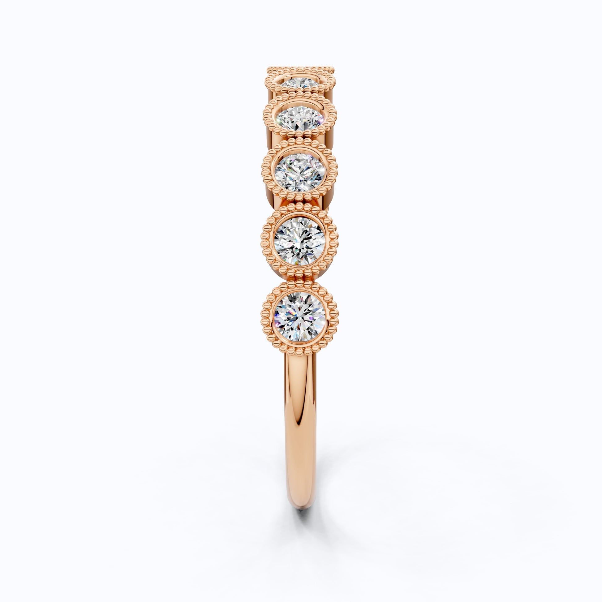 Vintage Bezel Set Wedding Eternity Band in Lab Grown Diamond-14k Solid Gold, Milgrain Ring for Her, Promise Ring