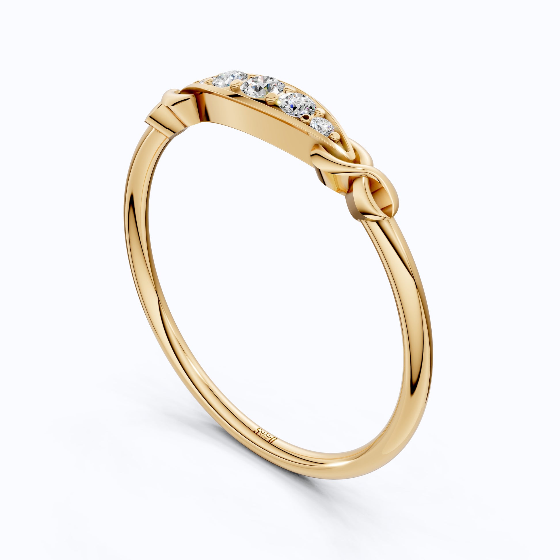 Modern Five-Stone Twisted Stacker Wedding Band in 14K Solid Gold, 0.09 TCW Round Cut Lab Grown Diamonds, Promise Ring, Stackable Jewelry, Birthday Gift for Her