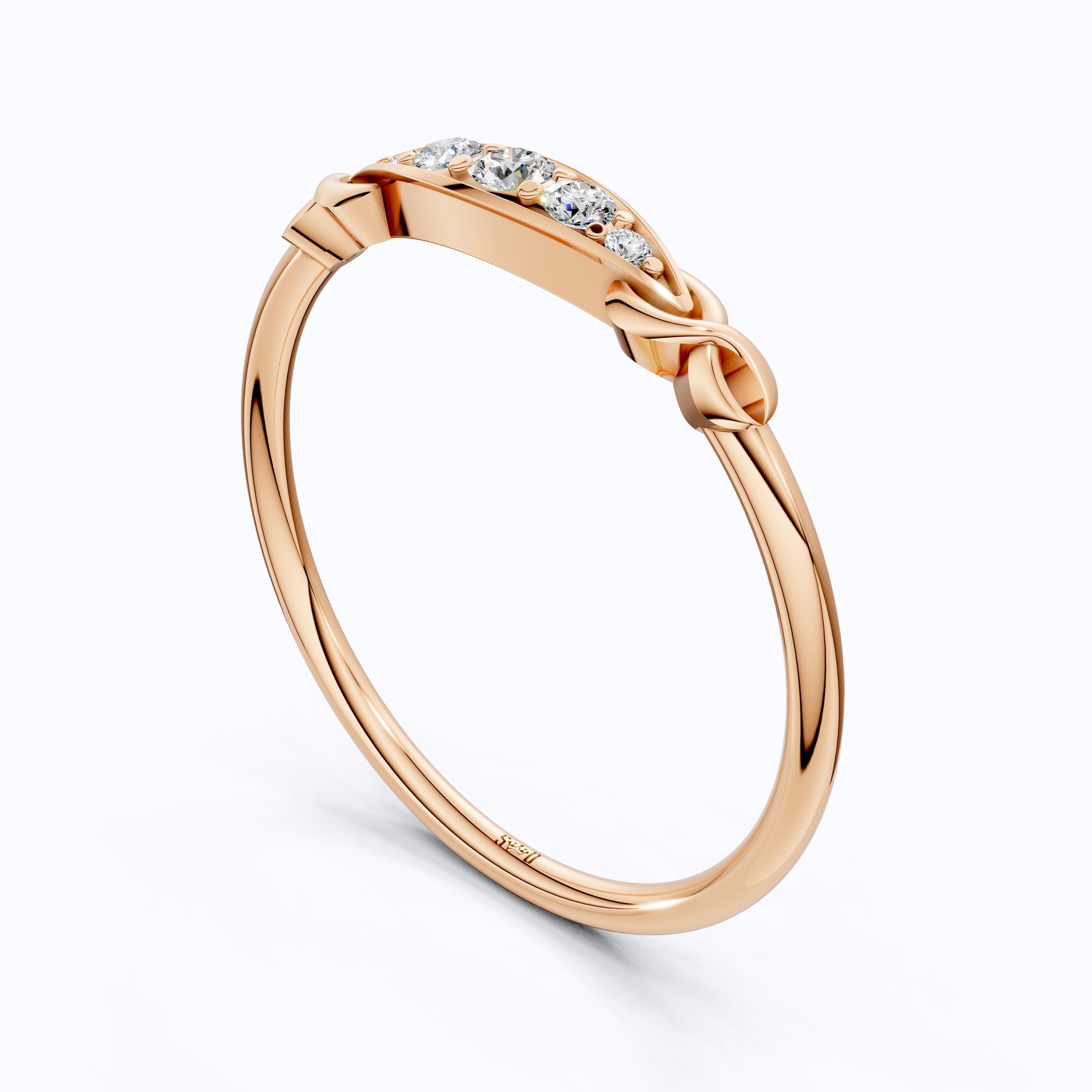 Modern Five-Stone Twisted Stacker Wedding Band in 14K Solid Gold, 0.09 TCW Round Cut Lab Grown Diamonds, Promise Ring, Stackable Jewelry, Birthday Gift for Her