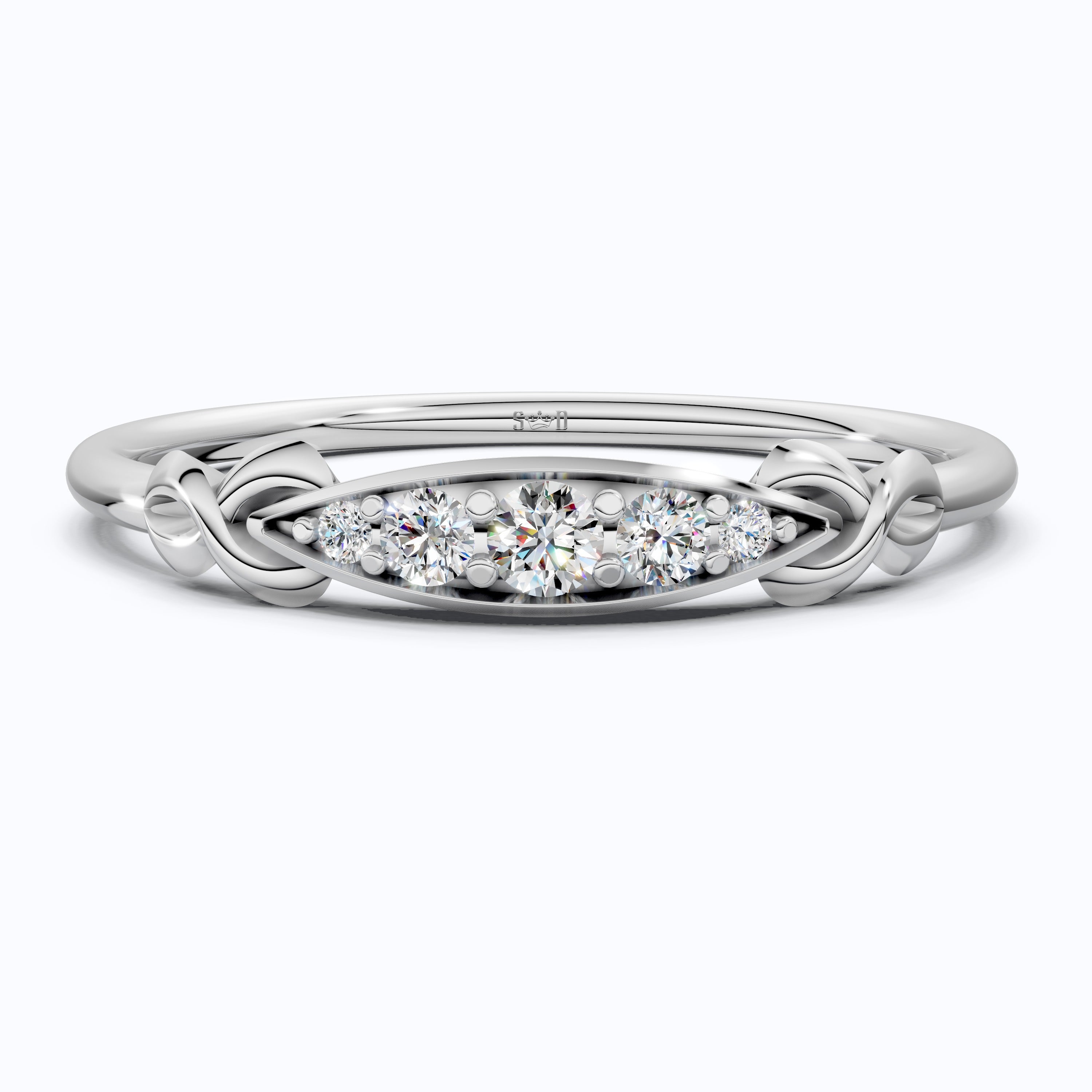 Modern Five-Stone Twisted Stacker Wedding Band in 14K Solid Gold, 0.09 TCW Round Cut Lab Grown Diamonds, Promise Ring, Stackable Jewelry, Birthday Gift for Her