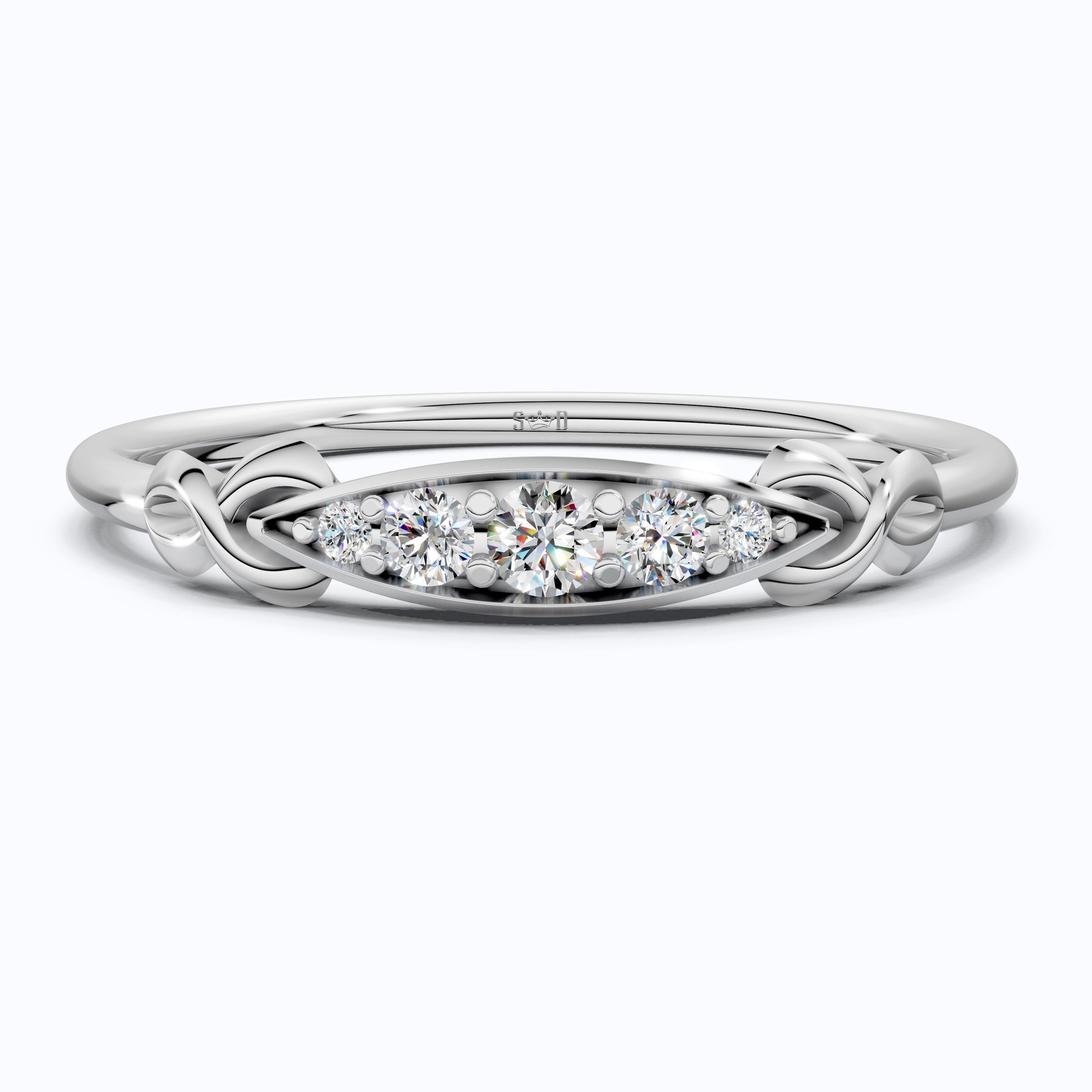 Modern Five-Stone Twisted Stacker Wedding Band in 14K Solid Gold, 0.09 TCW Round Cut Lab Grown Diamonds, Promise Ring, Stackable Jewelry, Birthday Gift for Her