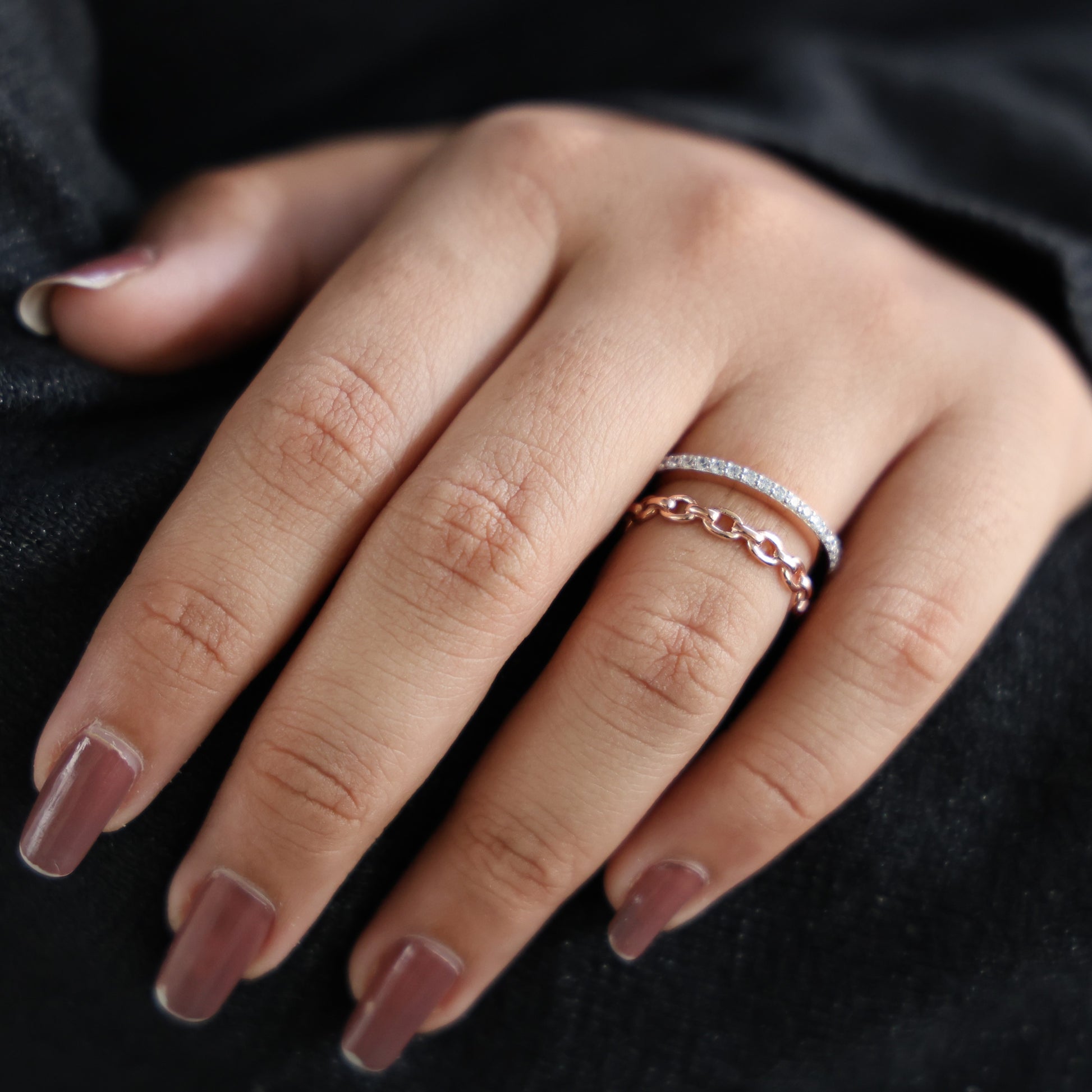 Unique Contemporary Chain Link Pavé Wedding Band in Lab Diamond-14k Solid Gold, Anniversary Gift For Women, Everyday Gift