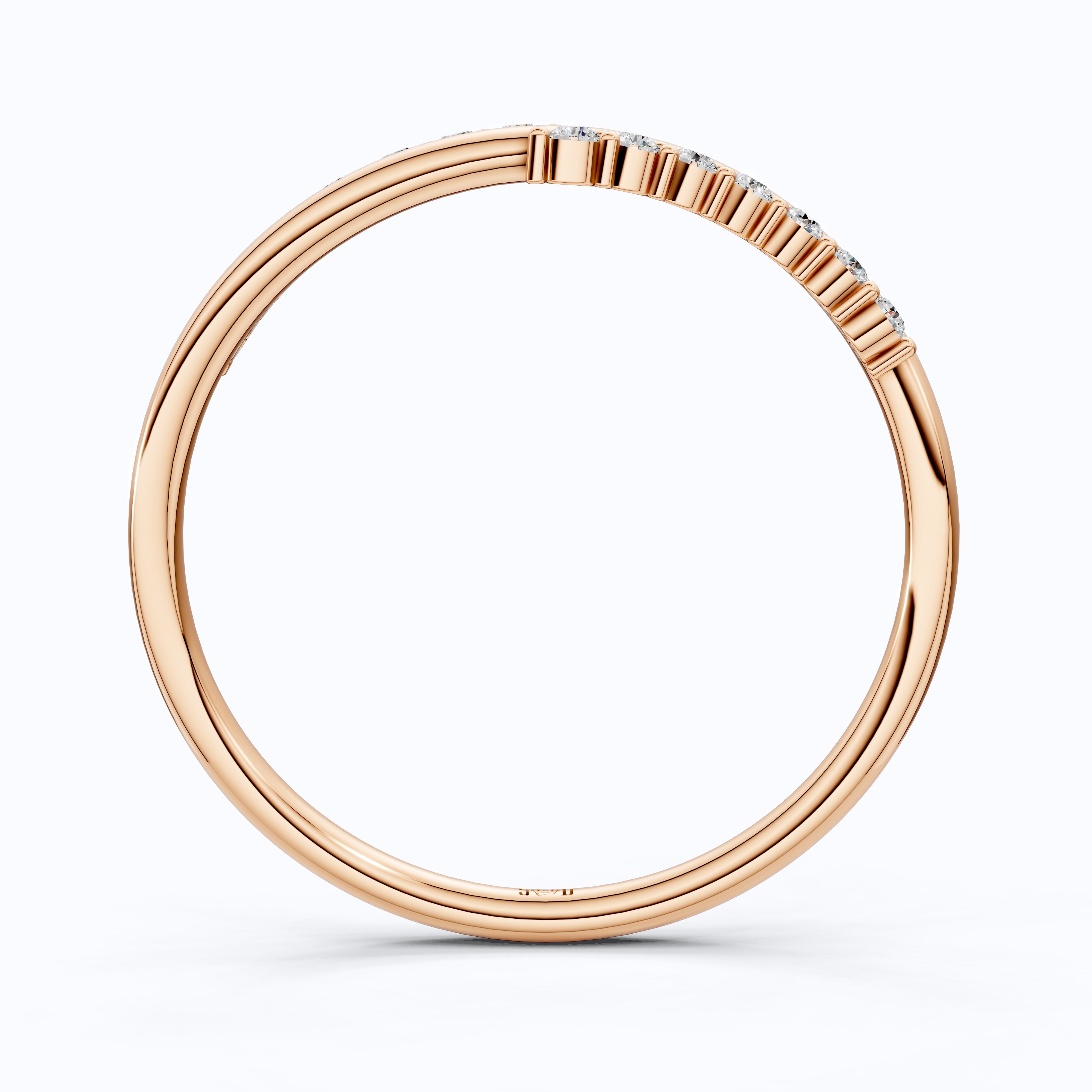 Round Cut Curved Criss-Cross Wedding Ring, Anniversary Gift
