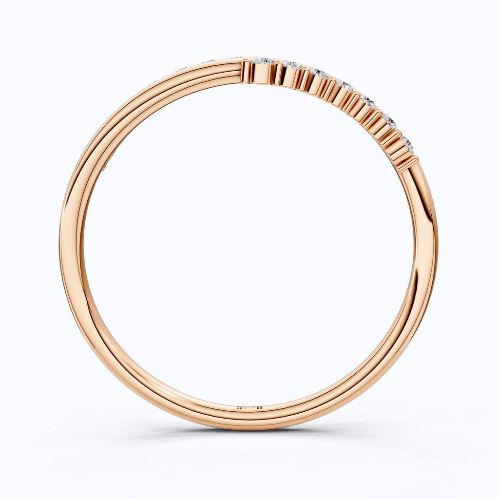 Round Cut Curved Criss-Cross Wedding Ring, Anniversary Gift