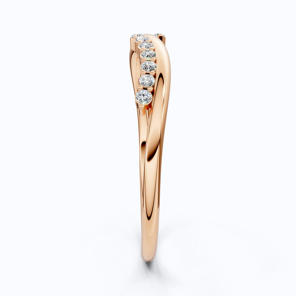 Round Cut Curved Criss-Cross Wedding Ring, Anniversary Gift