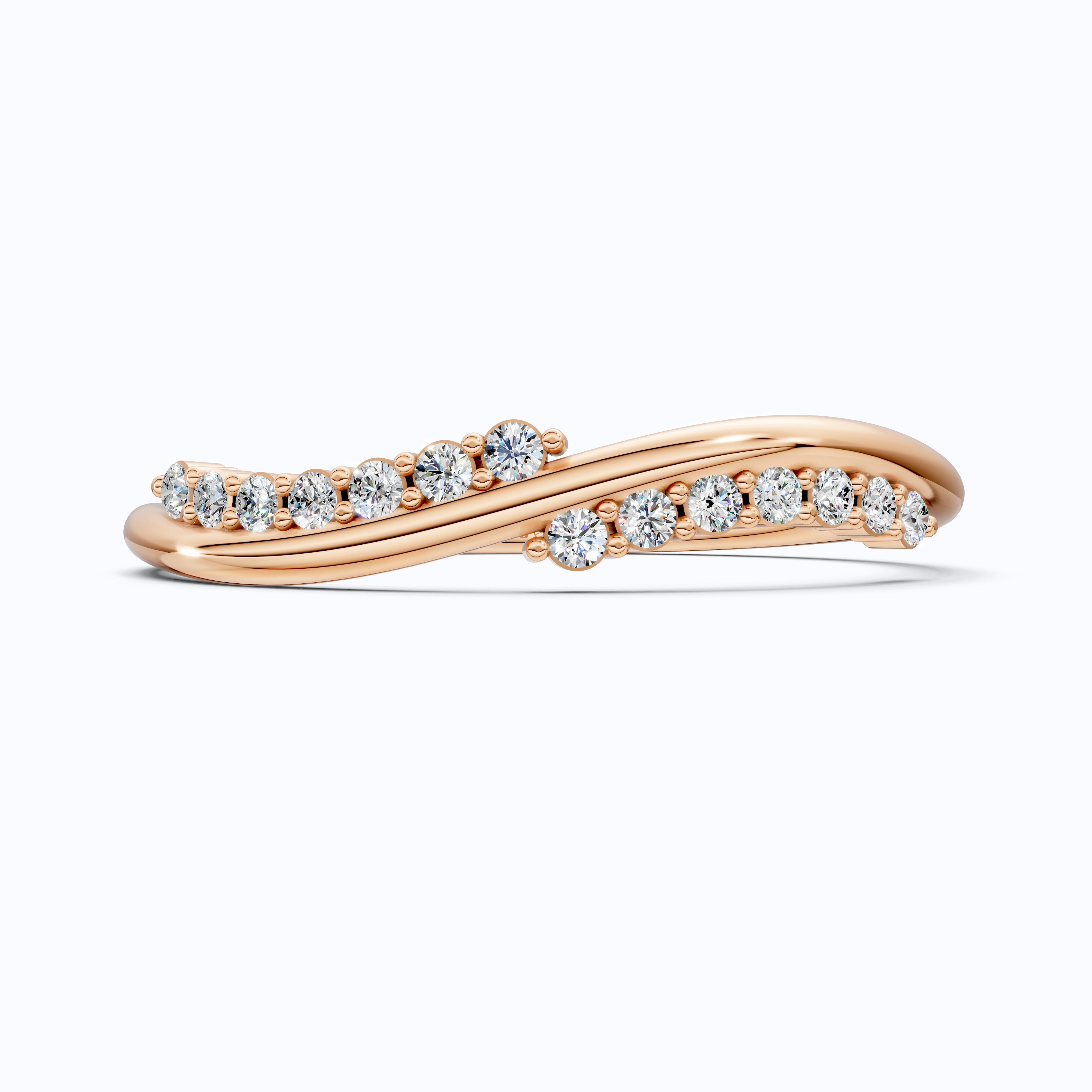 Round Cut Curved Criss-Cross Wedding Ring, Anniversary Gift