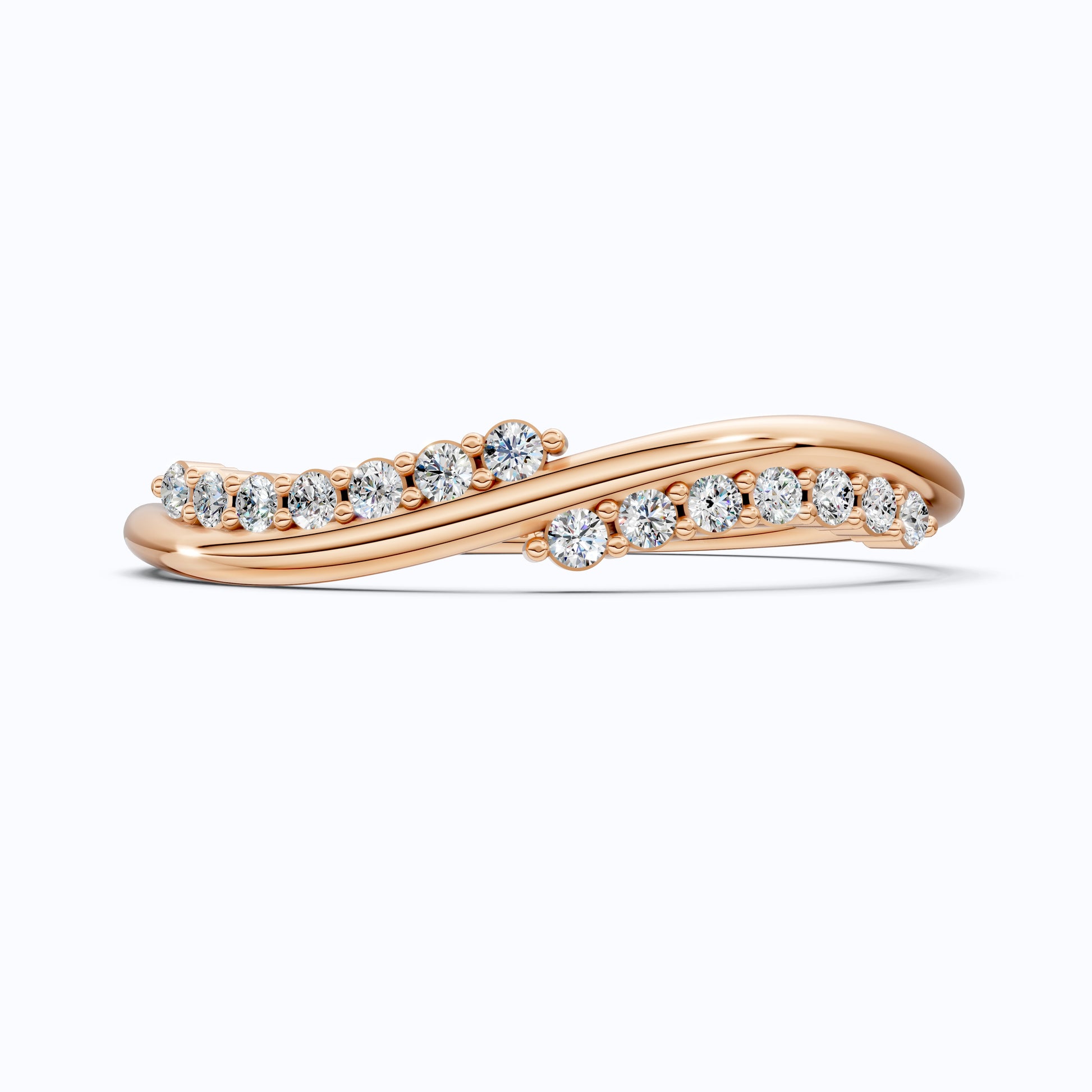 Round Cut Curved Criss-Cross Wedding Ring, Anniversary Gift