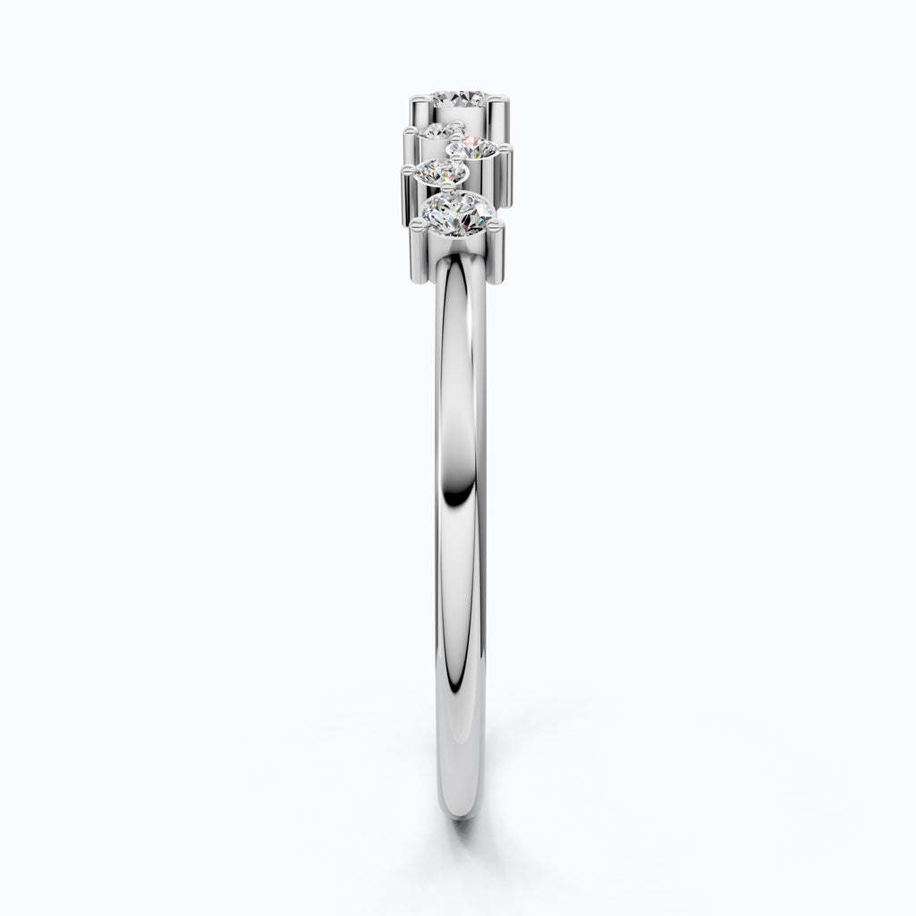 Modern Zigzag Cluster Stacker Wedding Ring in 14K Solid Gold, 0.18 TCW Round Cut Lab Grown Diamonds, Everyday Ring, Gift For Her