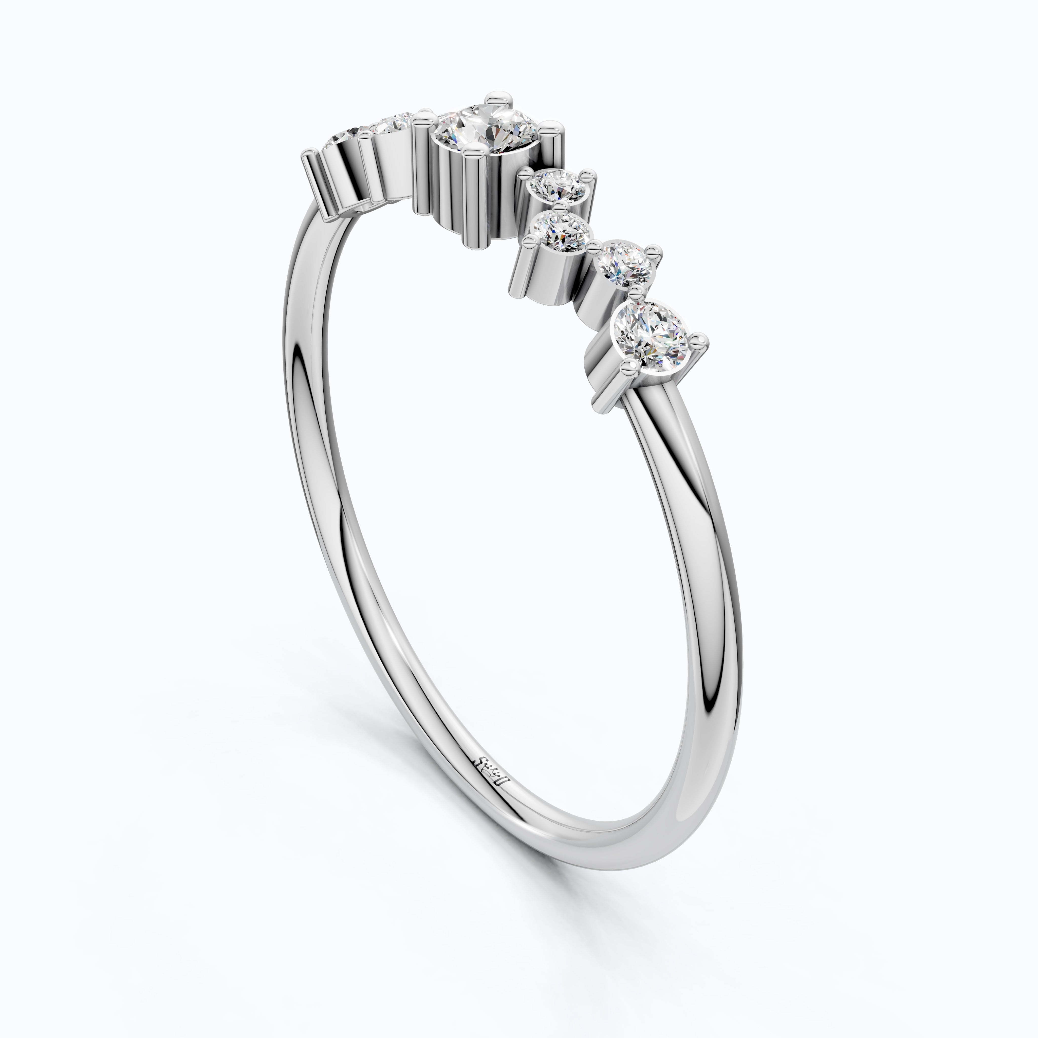 Modern Zigzag Cluster Stacker Wedding Ring in 14K Solid Gold, 0.18 TCW Round Cut Lab Grown Diamonds, Everyday Ring, Gift For Her