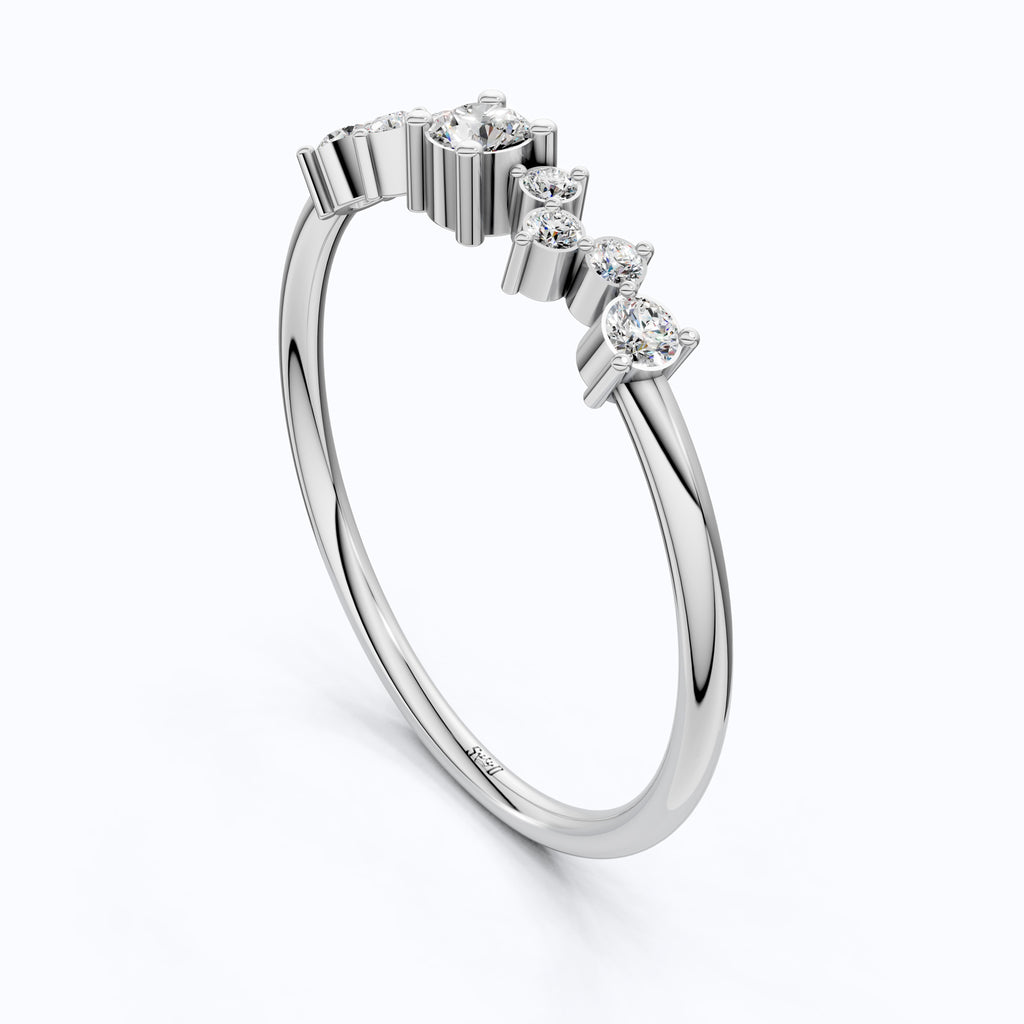 Modern Zigzag Cluster Stacker Wedding Ring in 14K Solid Gold, 0.18 TCW Round Cut Lab Grown Diamonds, Everyday Ring, Gift For Her