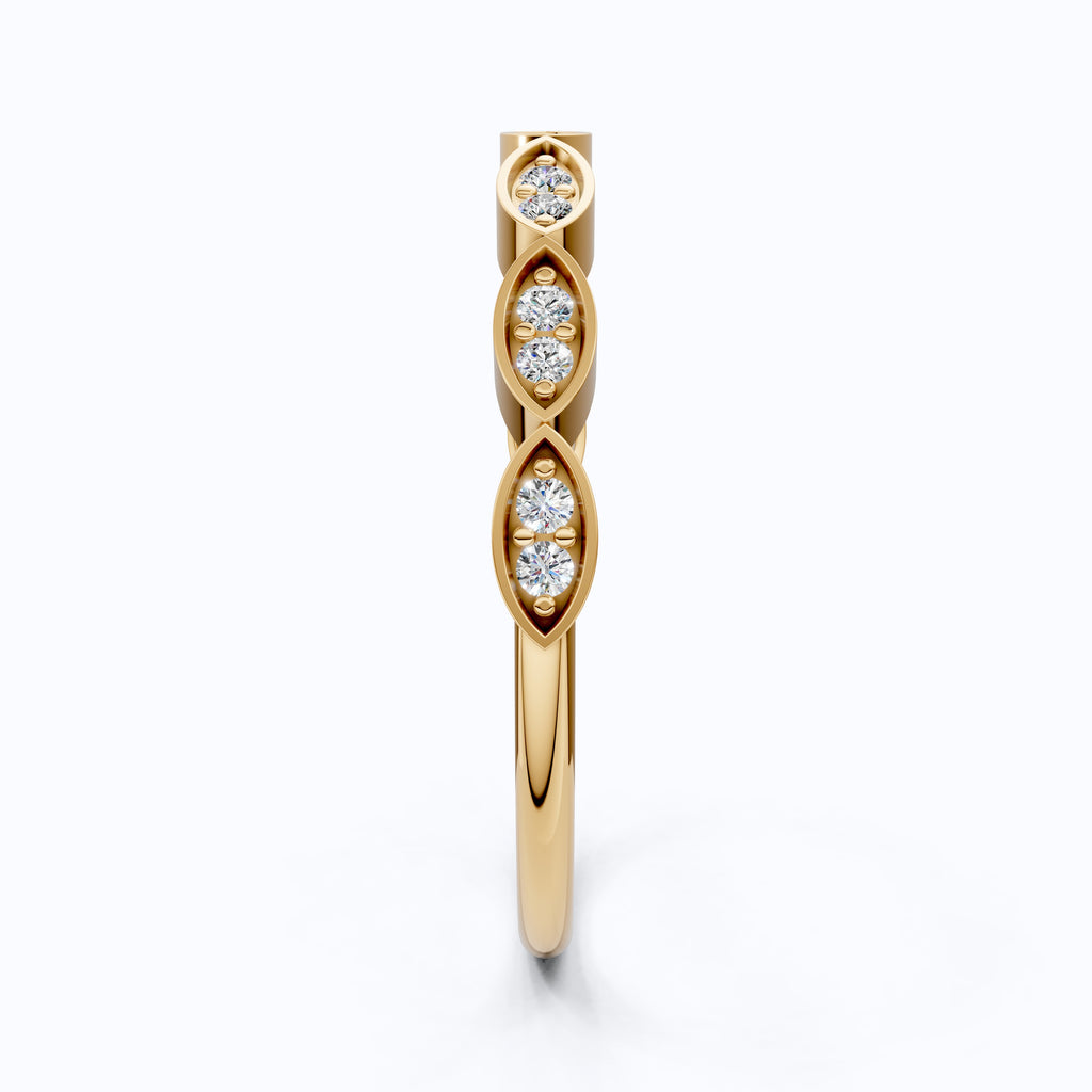 Unique Illusion Marquise Wedding Band in 14K Solid Gold,0.11 TCW Round Cut Lab Created Diamonds, Anniversary Ring, Fashion Jewelry, Gift For Her