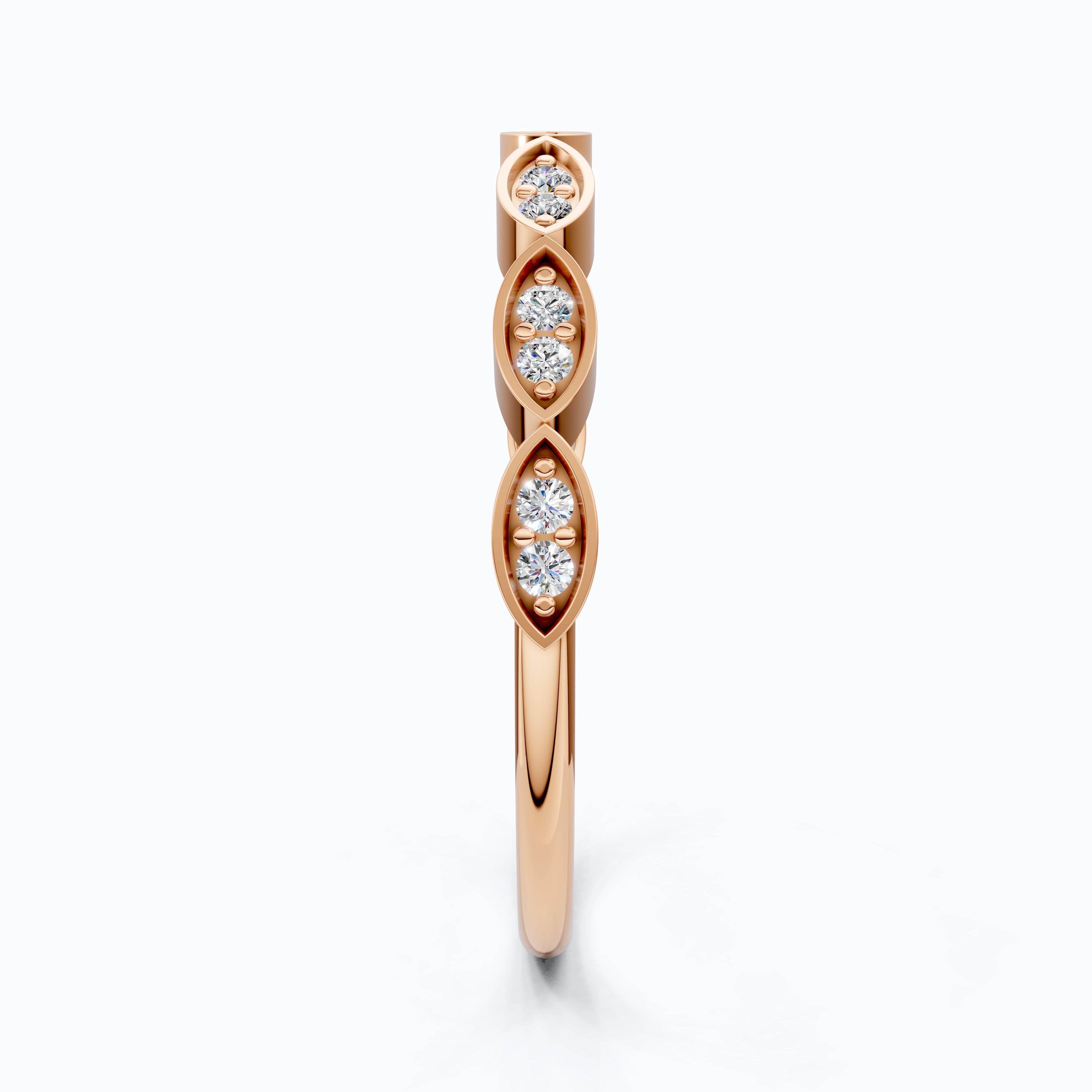 Unique Illusion Marquise Wedding Band in 14K Solid Gold,0.11 TCW Round Cut Lab Created Diamonds, Anniversary Ring, Fashion Jewelry, Gift For Her