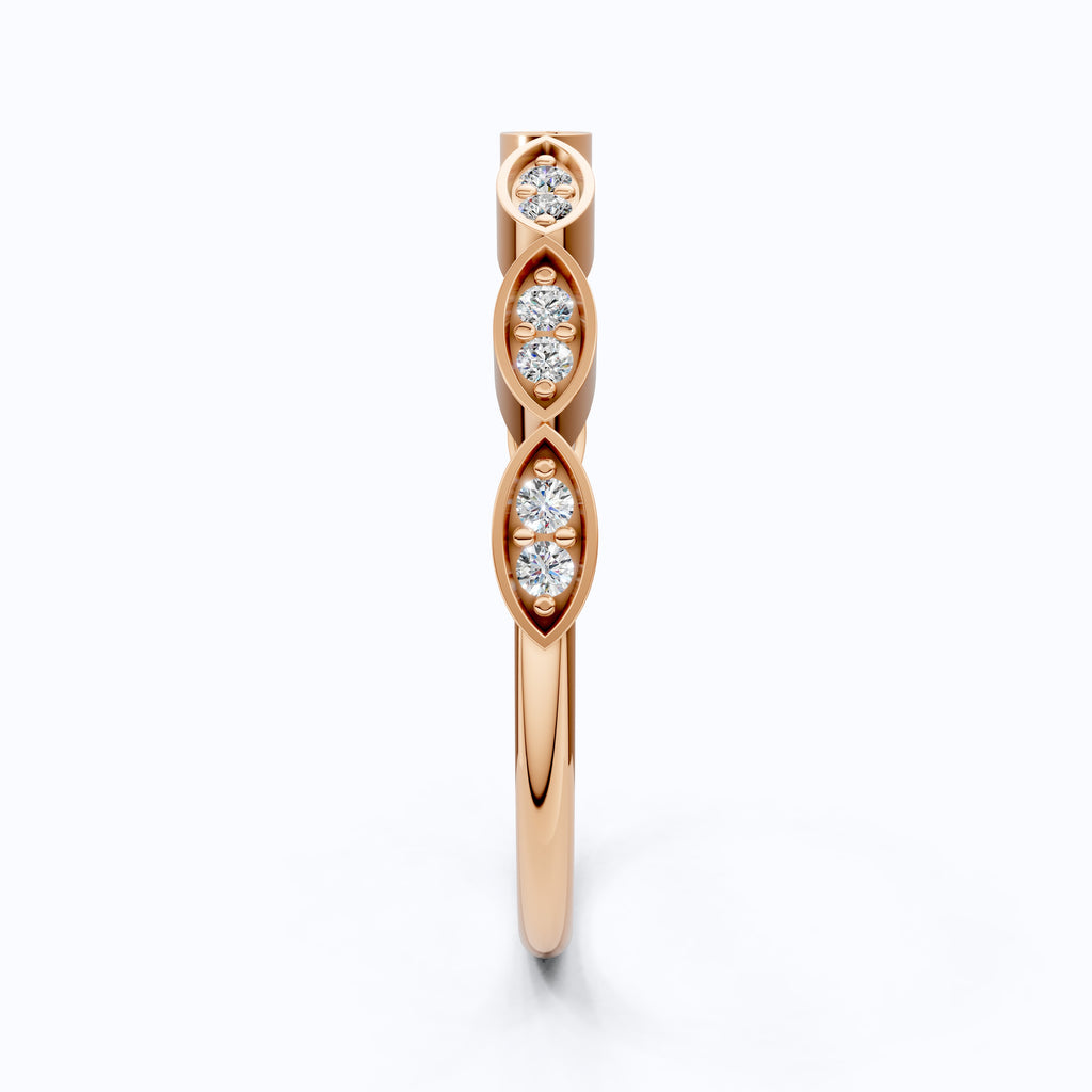 Unique Illusion Marquise Wedding Band in 14K Solid Gold,0.11 TCW Round Cut Lab Created Diamonds, Anniversary Ring, Fashion Jewelry, Gift For Her