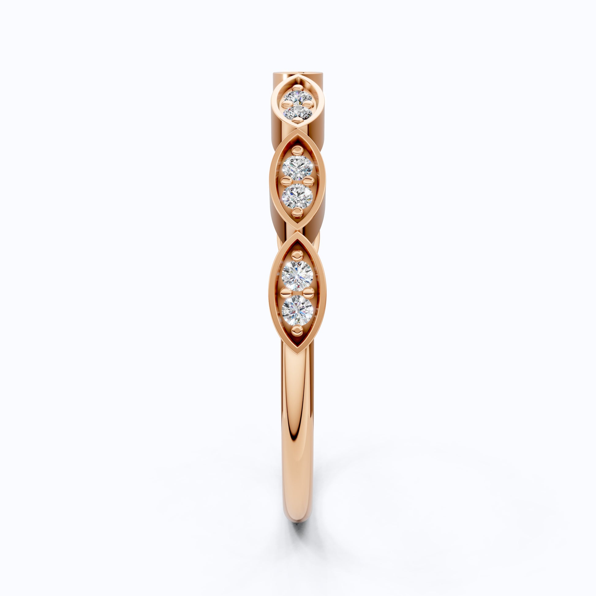 Unique Illusion Marquise Wedding Band in 14K Solid Gold,0.11 TCW Round Cut Lab Created Diamonds, Anniversary Ring, Fashion Jewelry, Gift For Her