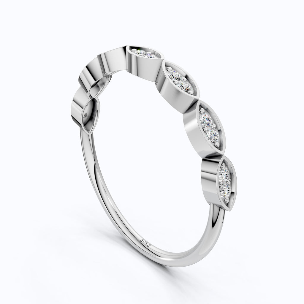 Unique Illusion Marquise Wedding Band in 14K Solid Gold,0.11 TCW Round Cut Lab Created Diamonds, Anniversary Ring, Fashion Jewelry, Gift For Her