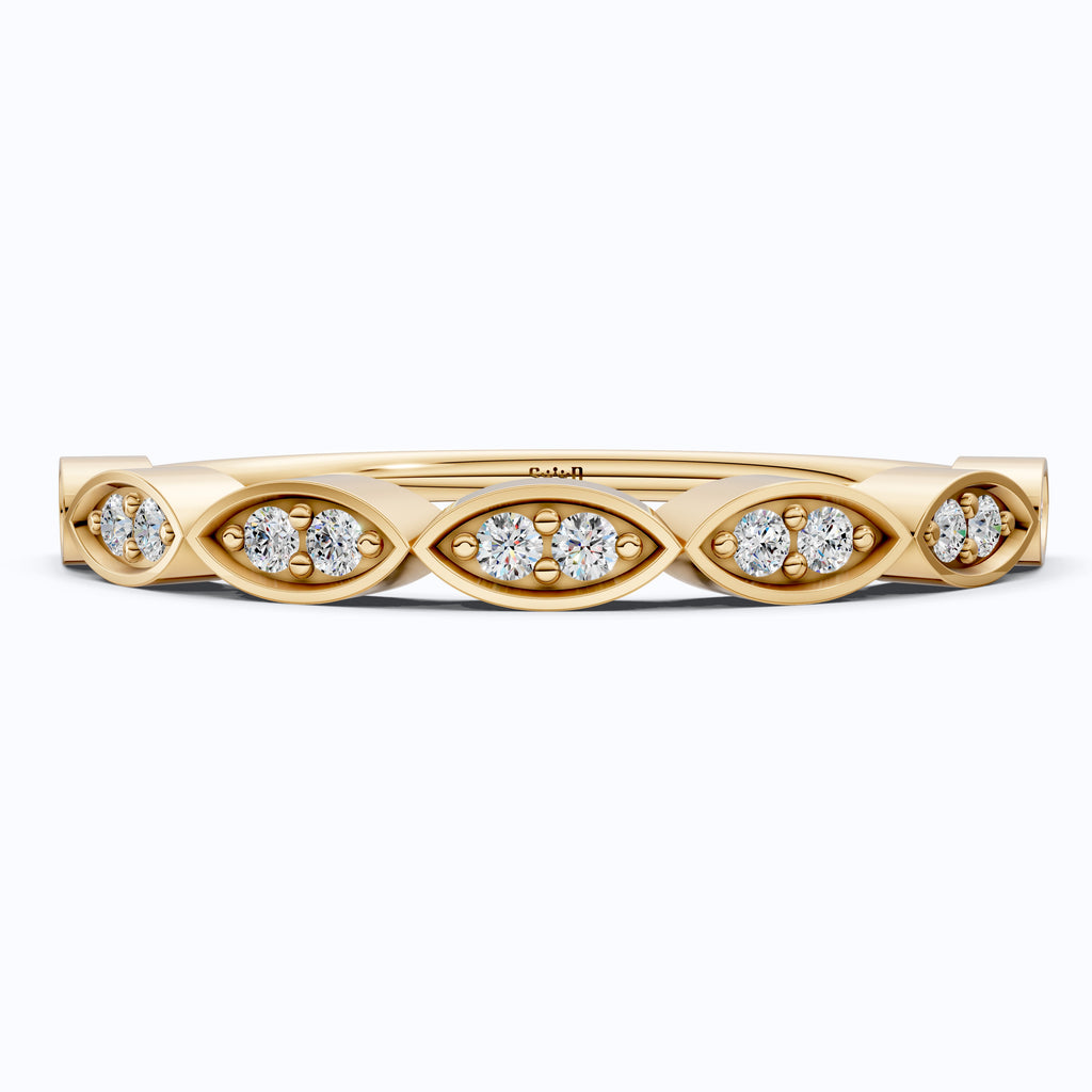 Unique Illusion Marquise Wedding Band in 14K Solid Gold,0.11 TCW Round Cut Lab Created Diamonds, Anniversary Ring, Fashion Jewelry, Gift For Her