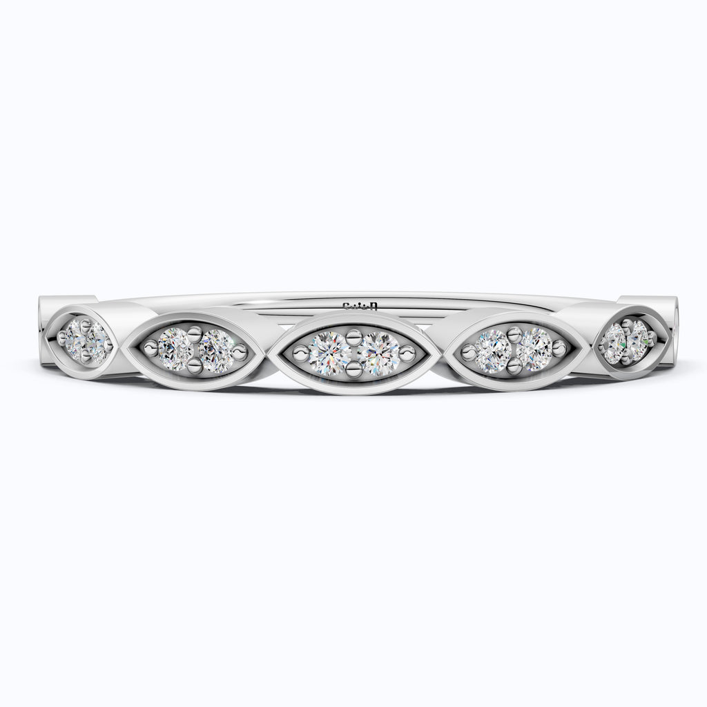 Unique Illusion Marquise Wedding Band in 14K Solid Gold,0.11 TCW Round Cut Lab Created Diamonds, Anniversary Ring, Fashion Jewelry, Gift For Her