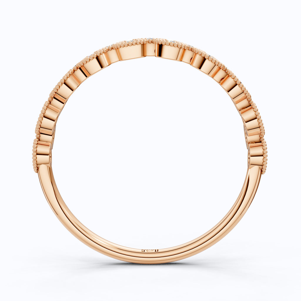 Elegant Marquise Milgrain Eternity Wedding Band in 14K Solid Gold, 0.08 TCW Round Cut Lab Grown Diamonds, Vintage Ring, Birthday Gift for Mom