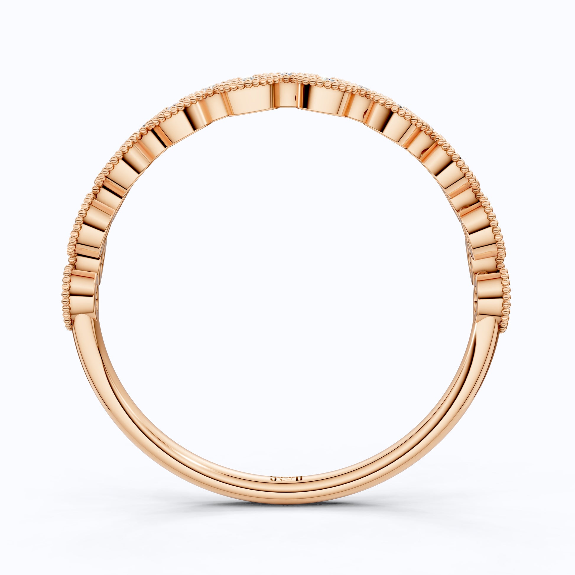 Elegant Marquise Milgrain Eternity Wedding Band in 14K Solid Gold, 0.08 TCW Round Cut Lab Grown Diamonds, Vintage Ring, Birthday Gift for Mom