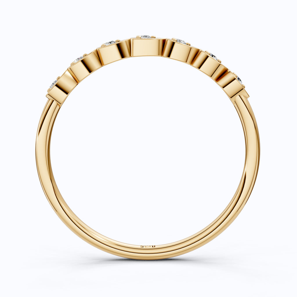 Teardrop Motif Stacking Wedding Band in 14K Solid Gold, 0.06 TCW Round Cut Lab Diamonds, Promise Band, Wedding Bridal Jewelry, Gift For Her