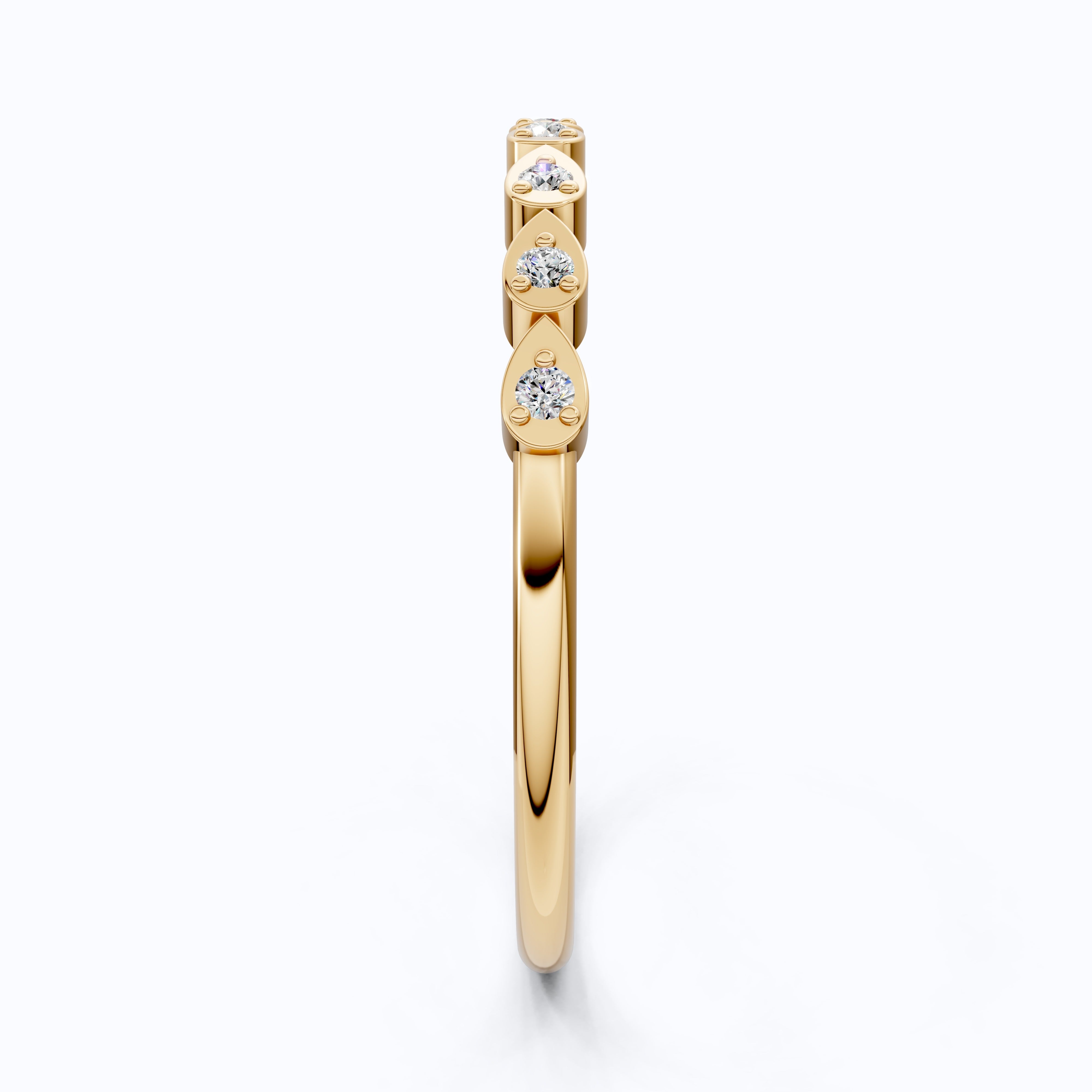Teardrop Motif Stacking Wedding Band in 14K Solid Gold, 0.06 TCW Round Cut Lab Diamonds, Promise Band, Wedding Bridal Jewelry, Gift For Her