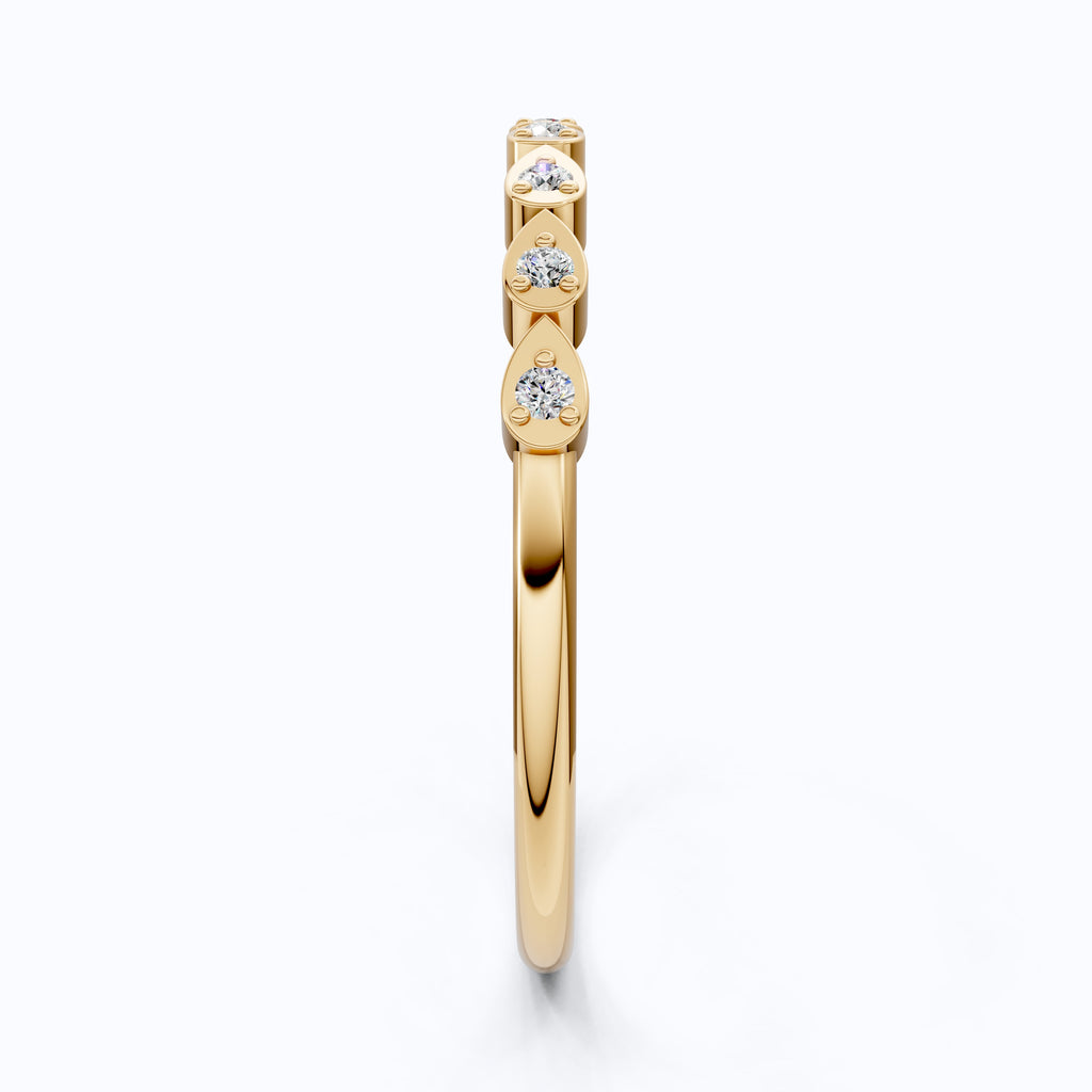 Teardrop Motif Stacking Wedding Band in 14K Solid Gold, 0.06 TCW Round Cut Lab Diamonds, Promise Band, Wedding Bridal Jewelry, Gift For Her