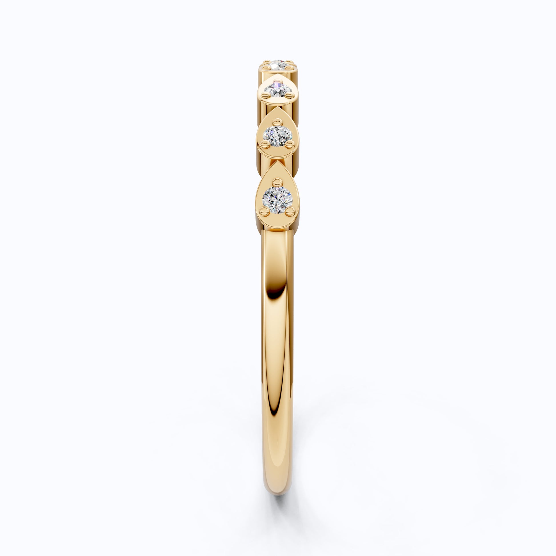 Teardrop Motif Stacking Wedding Band in 14K Solid Gold, 0.06 TCW Round Cut Lab Diamonds, Promise Band, Wedding Bridal Jewelry, Gift For Her