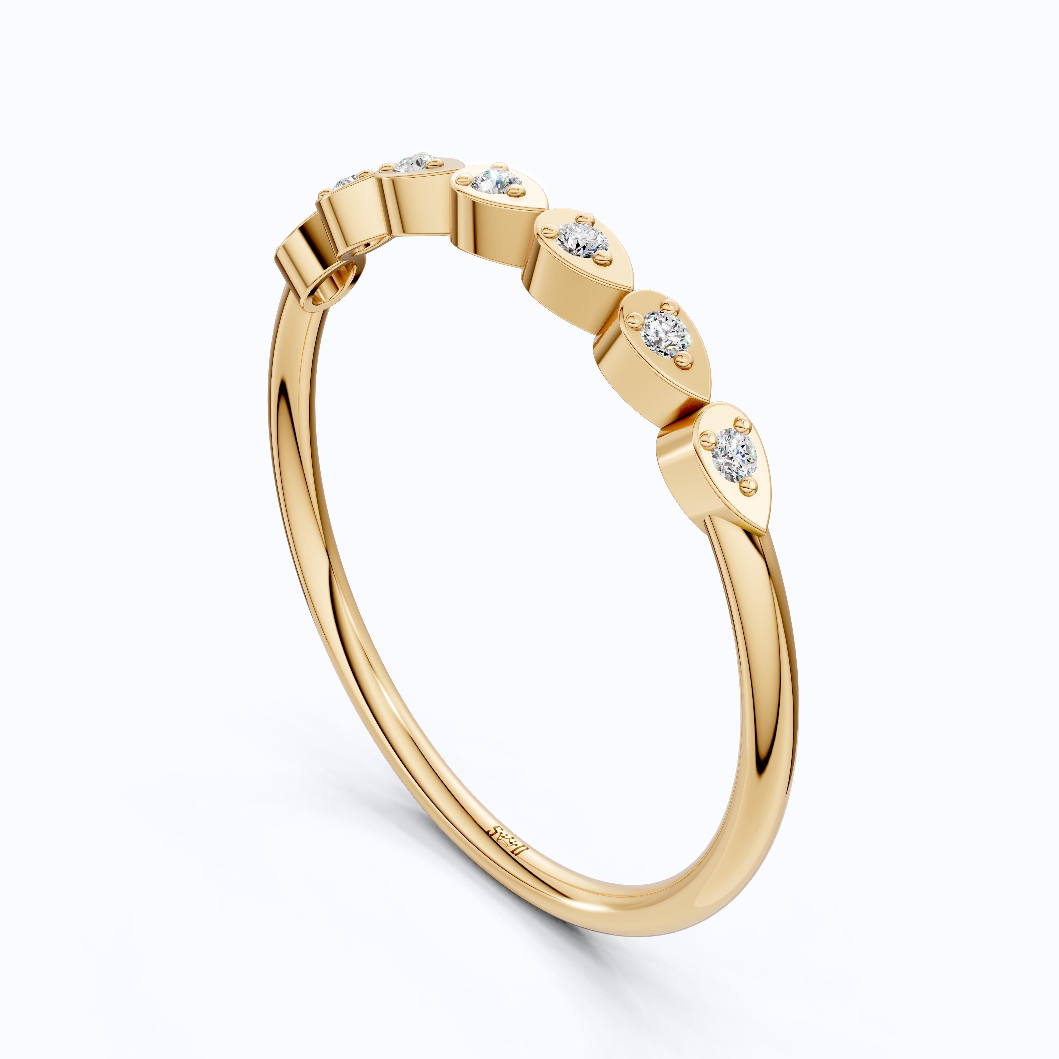 Teardrop Motif Stacking Wedding Band in 14K Solid Gold, 0.06 TCW Round Cut Lab Diamonds, Promise Band, Wedding Bridal Jewelry, Gift For Her