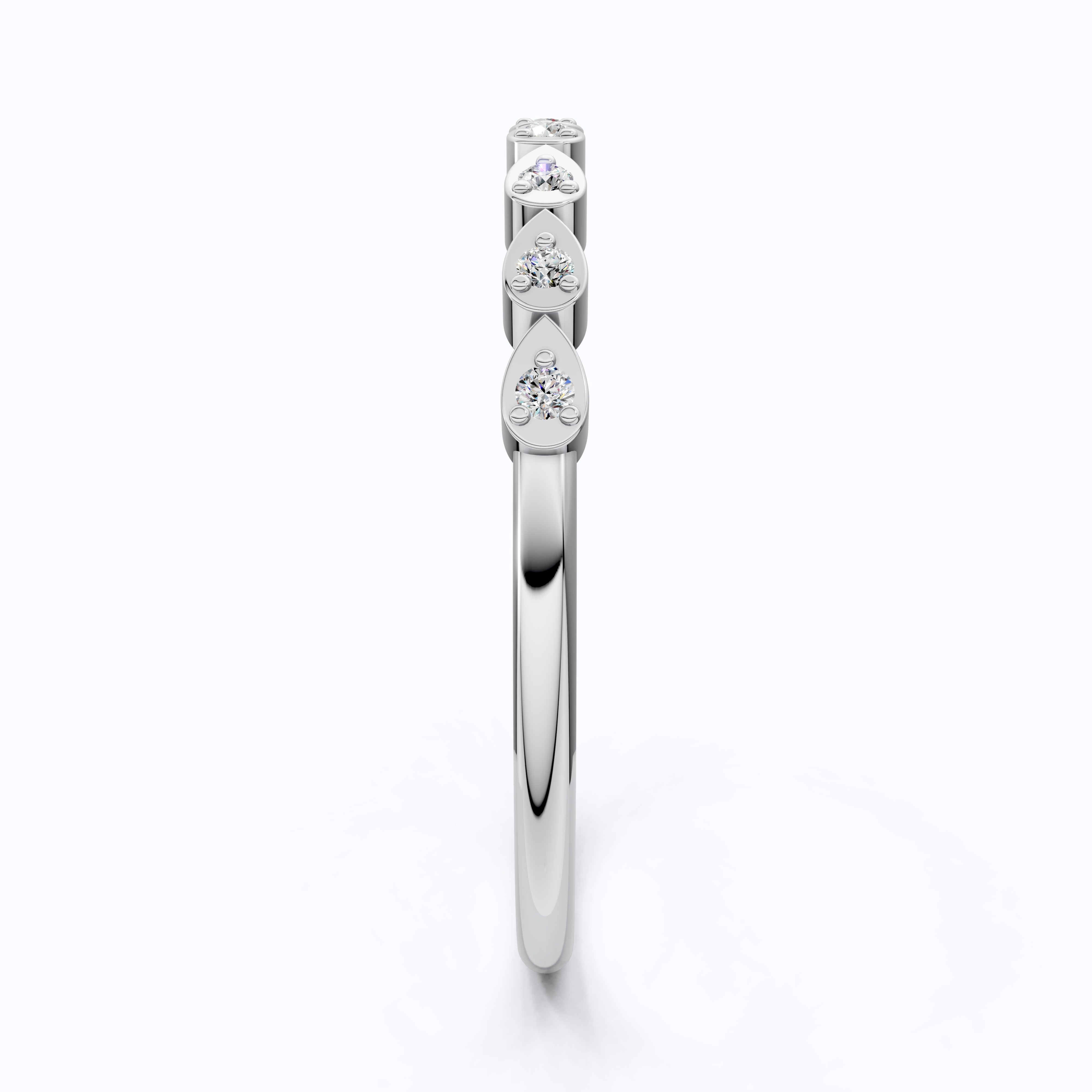 Teardrop Motif Stacking Wedding Band in 14K Solid Gold, 0.06 TCW Round Cut Lab Diamonds, Promise Band, Wedding Bridal Jewelry, Gift For Her