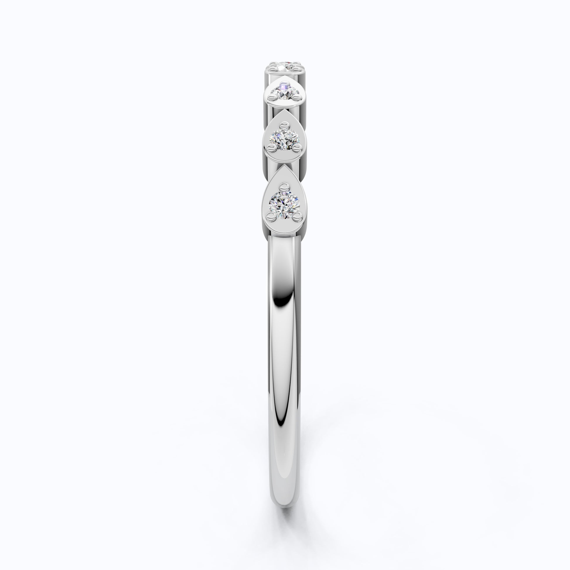 Teardrop Motif Stacking Wedding Band in 14K Solid Gold, 0.06 TCW Round Cut Lab Diamonds, Promise Band, Wedding Bridal Jewelry, Gift For Her