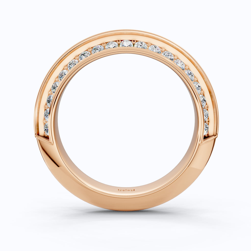 Knife Edge Half Eternity Wedding Band in 14k Solid Gold, 0.68 TCW Round Cut Lab Grown Diamonds, Anniversary Gift for Wife, Bridal Jewelry, Handmade Jewelry