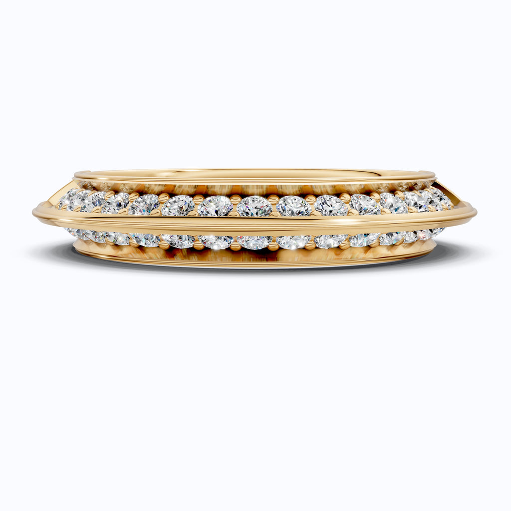 Knife Edge Half Eternity Wedding Band in 14k Solid Gold, 0.68 TCW Round Cut Lab Grown Diamonds, Anniversary Gift for Wife, Bridal Jewelry, Handmade Jewelry