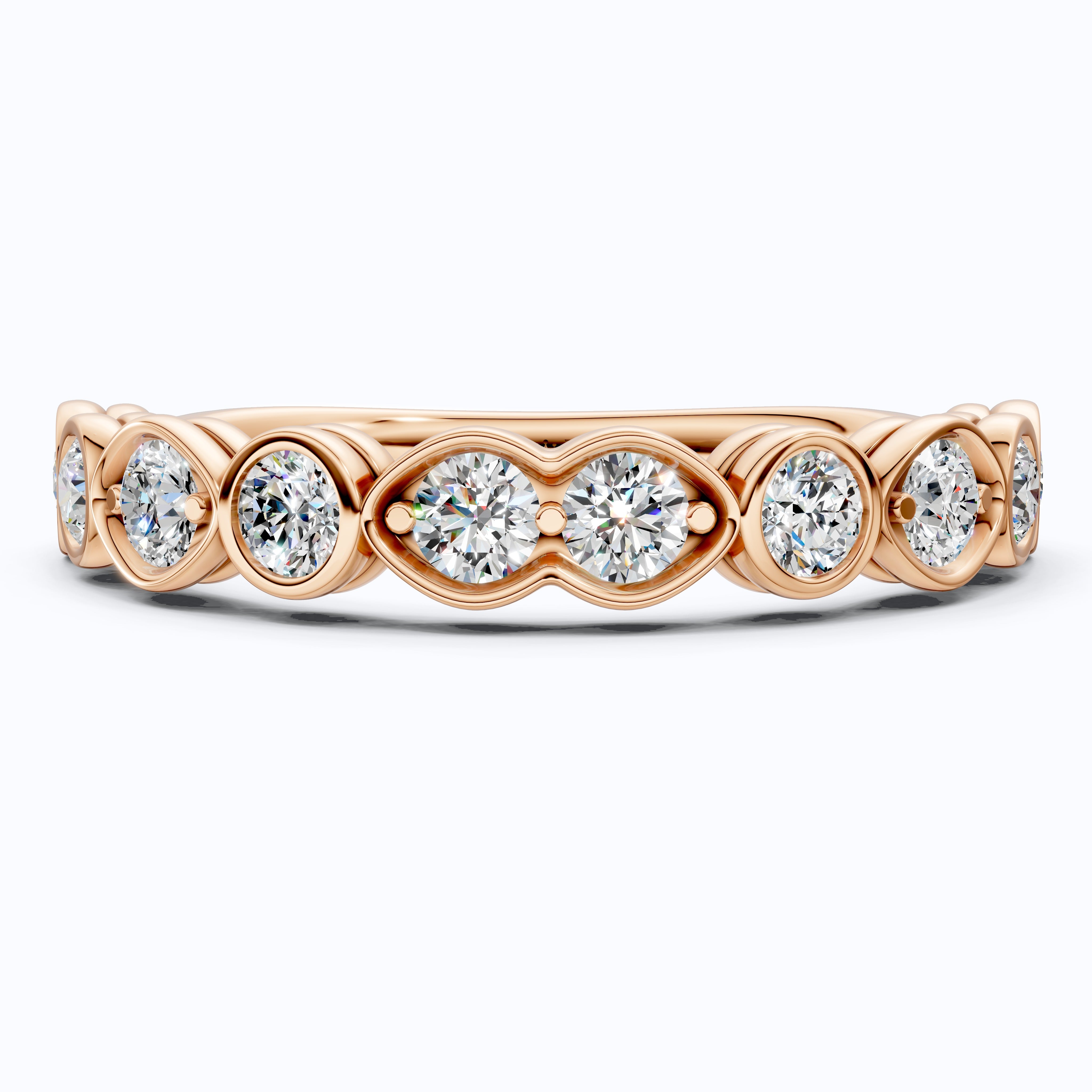 Vintage Marquise Eternity Wedding Band in 14K Solid Gold, 0.65 TCW Round Cut Lab Grown Diamonds, Propose Ring, Gift For Her