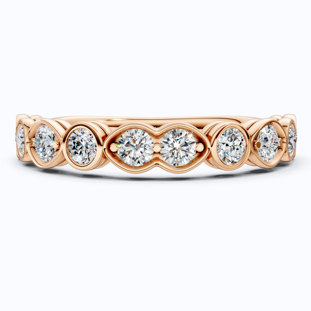 Vintage Marquise Eternity Wedding Band in 14K Solid Gold, 0.65 TCW Round Cut Lab Grown Diamonds, Propose Ring, Gift For Her