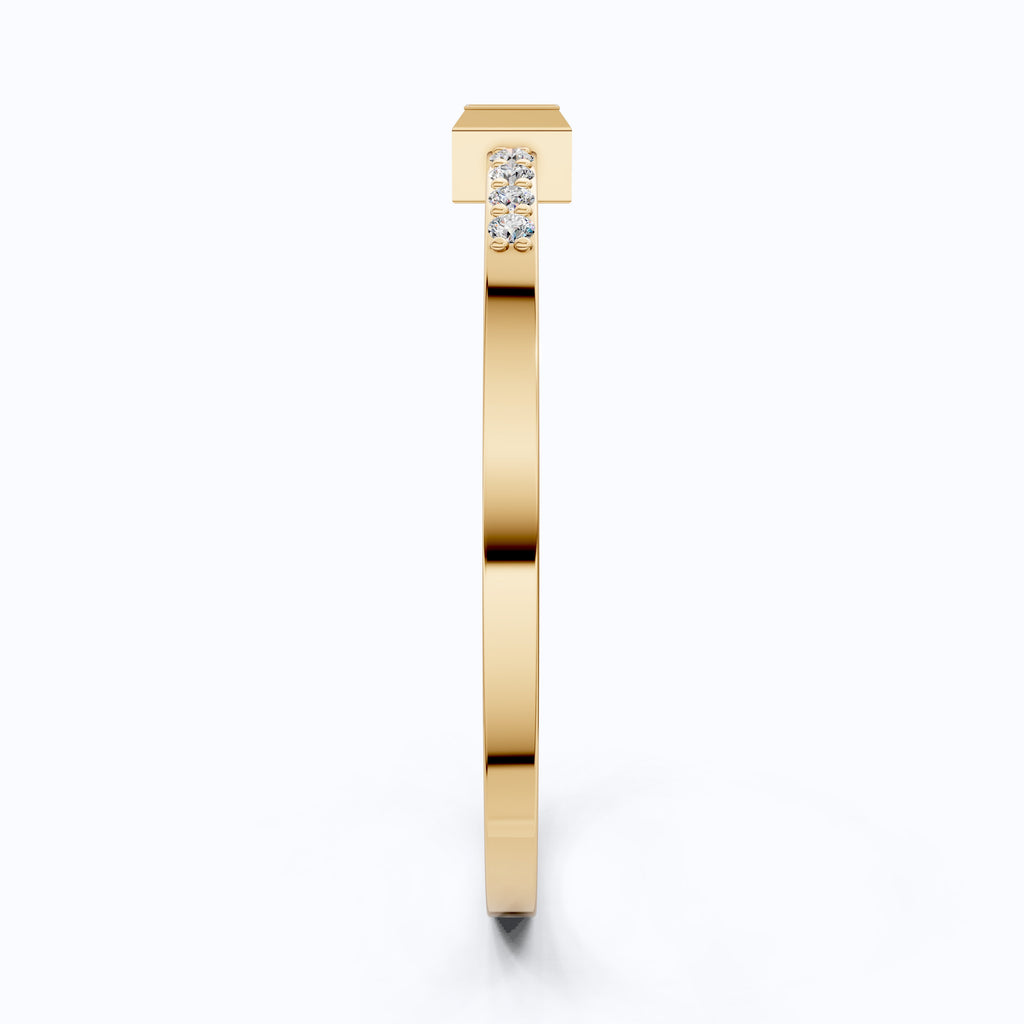 Art Deco Baguette Stacker Wedding Ring in 14K Solid Gold, 0.09 TCW Baguette/Round Cut Lab Created Diamonds, Birthday Gift For Her, Christmas Gift