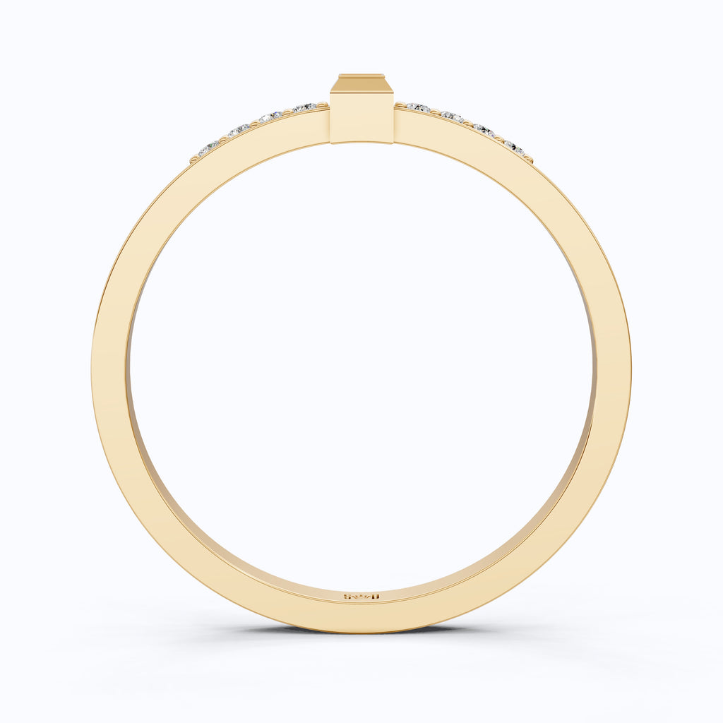 Art Deco Baguette Stacker Wedding Ring in 14K Solid Gold, 0.09 TCW Baguette/Round Cut Lab Created Diamonds, Birthday Gift For Her, Christmas Gift