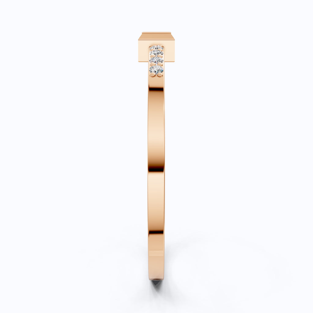 Art Deco Baguette Stacker Wedding Ring in 14K Solid Gold, 0.09 TCW Baguette/Round Cut Lab Created Diamonds, Birthday Gift For Her, Christmas Gift