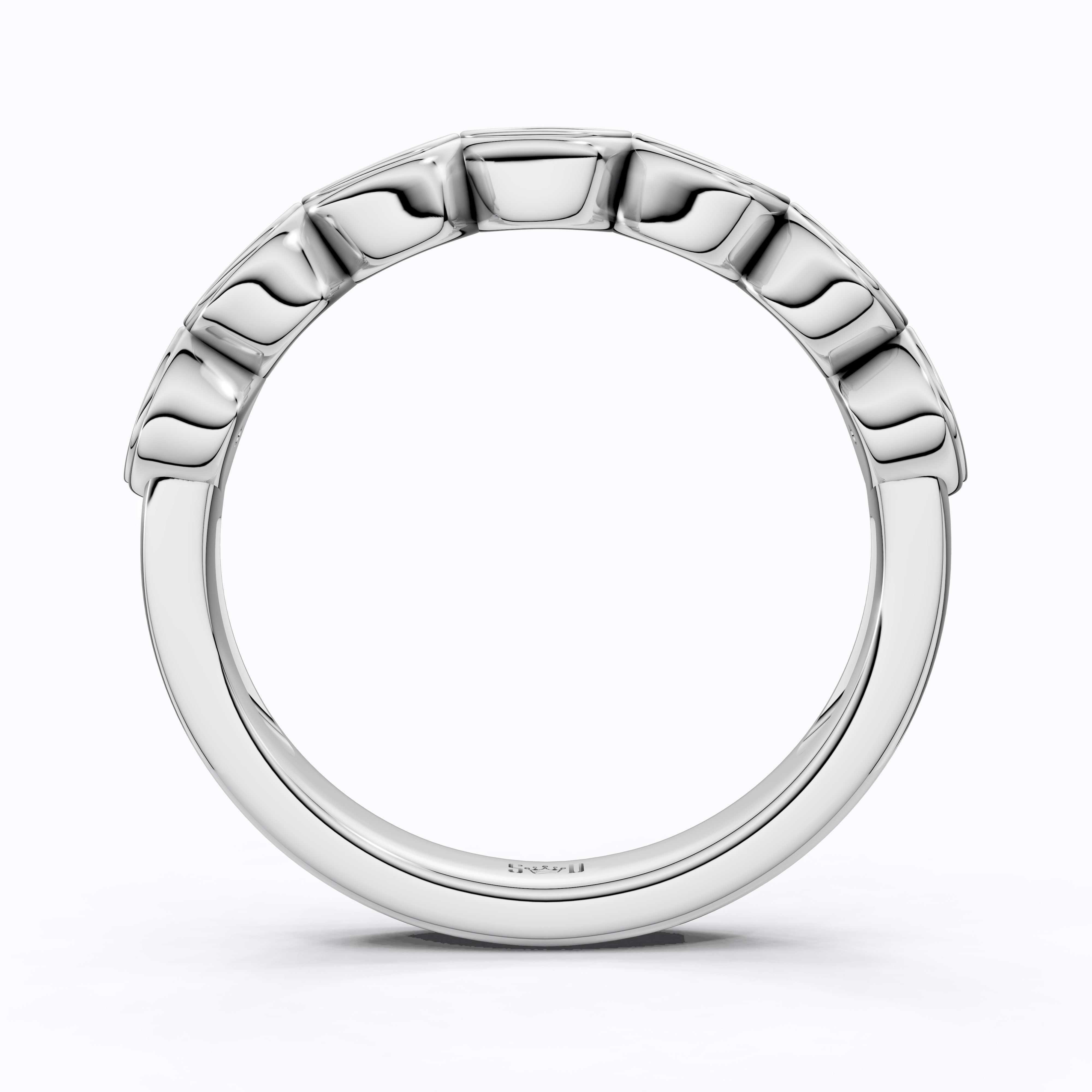 Round Cut Bezel Set Half Eternity Anniversary Ring