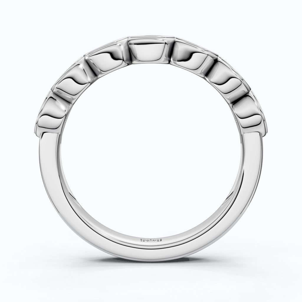Round Cut Bezel Set Half Eternity Anniversary Ring