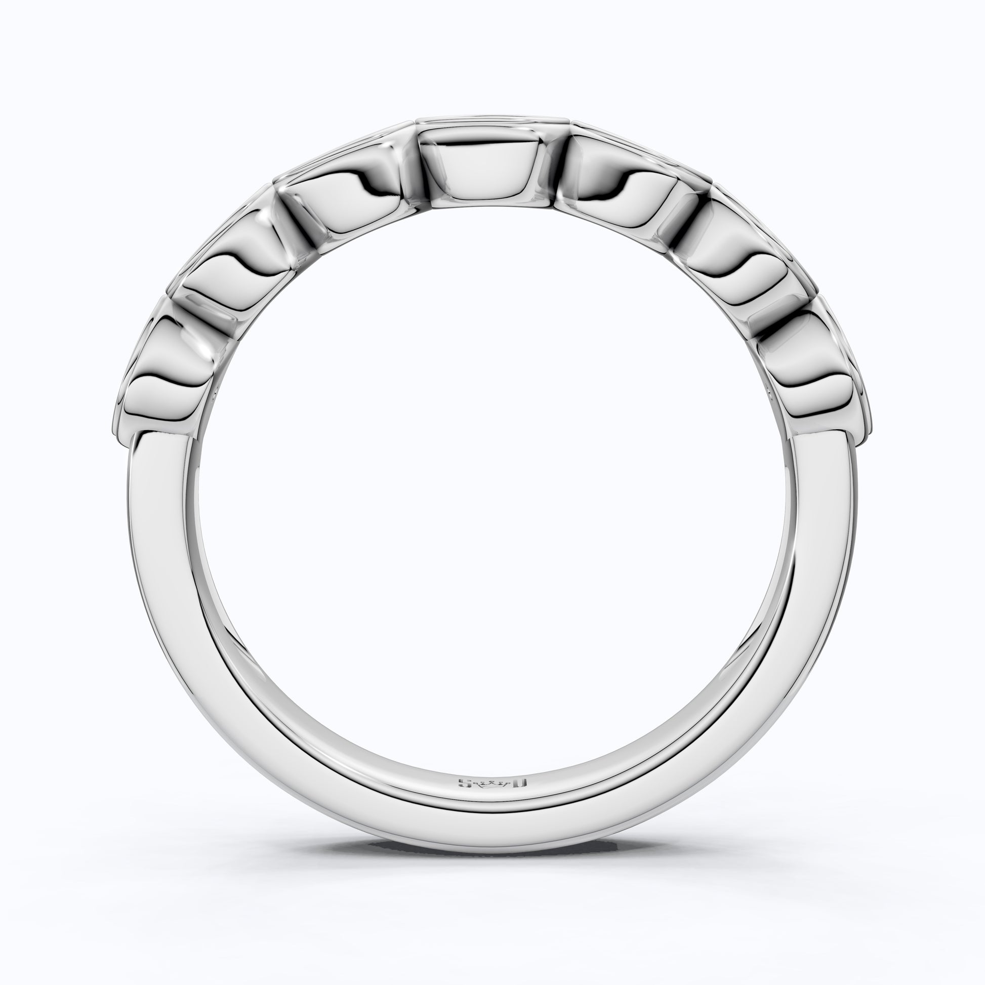 Round Cut Bezel Set Half Eternity Anniversary Ring