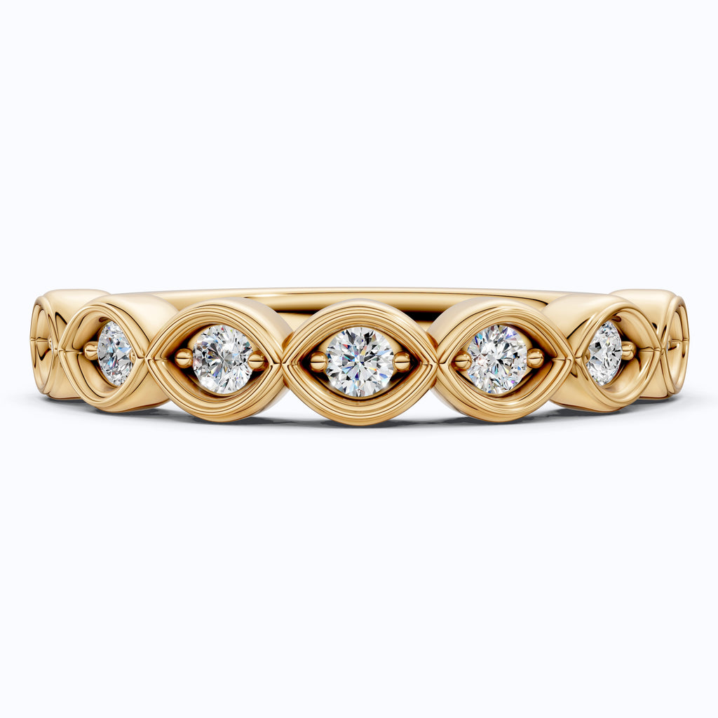 Round Cut Bezel Set Half Eternity Anniversary Ring