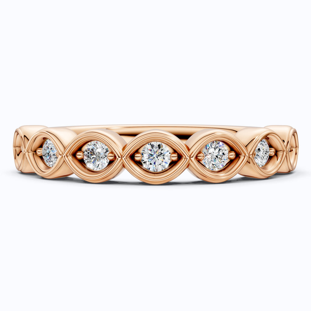 Round Cut Bezel Set Half Eternity Anniversary Ring