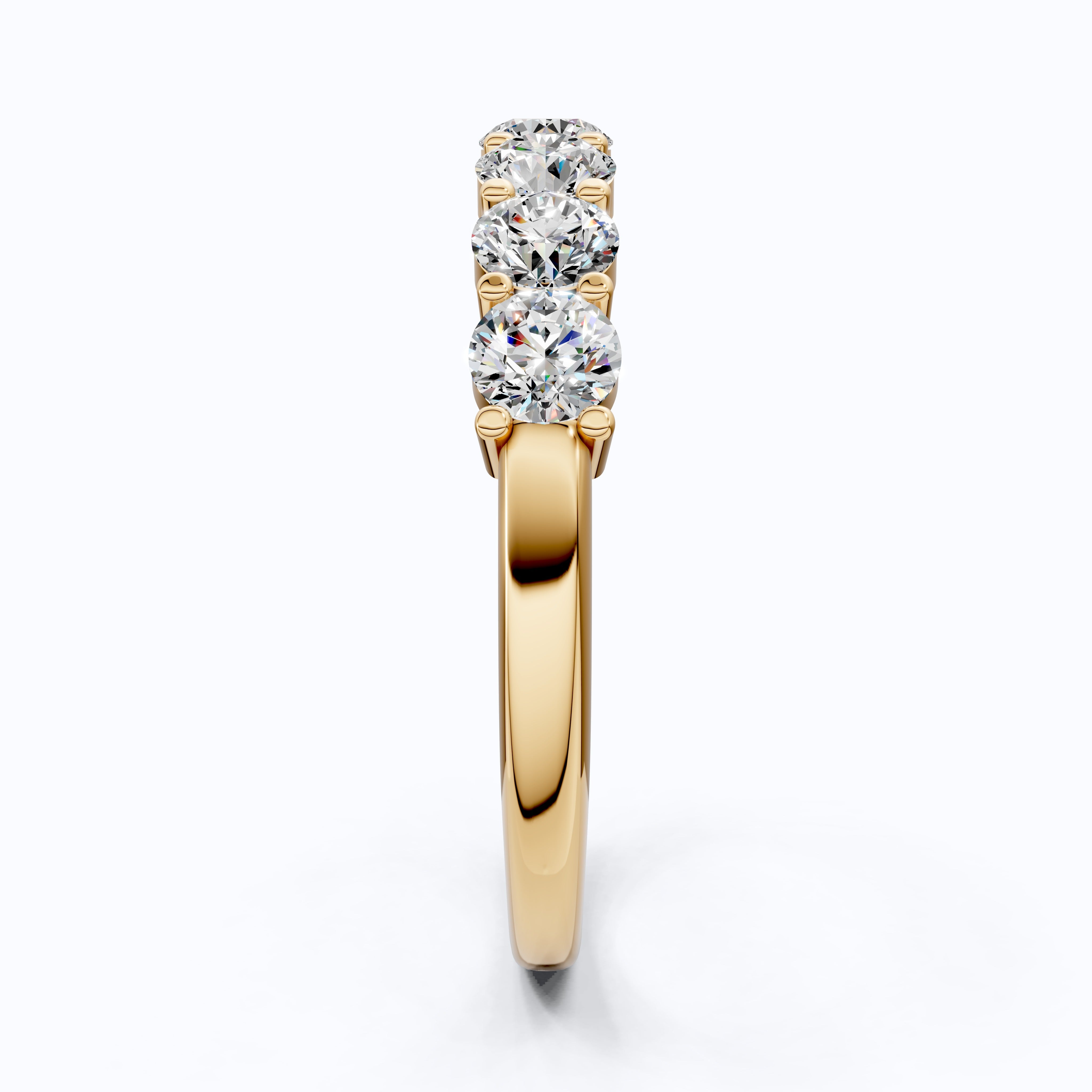 Modern Half Eternity Wedding Band in 14K Solid Gold, 1.11 TCW Round Cut Lab Created Diamonds, Wedding Bridal jewelry, Unique Gift For Her