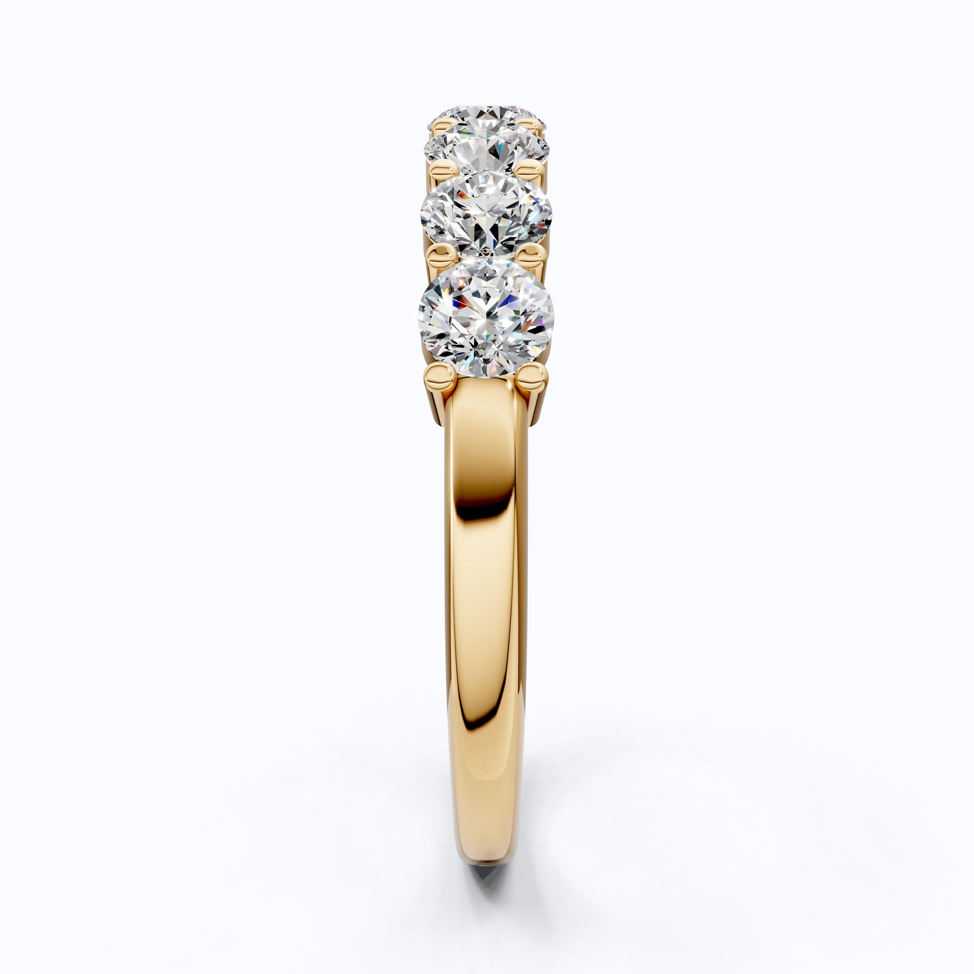 Modern Half Eternity Wedding Band in 14K Solid Gold, 1.11 TCW Round Cut Lab Created Diamonds, Wedding Bridal jewelry, Unique Gift For Her