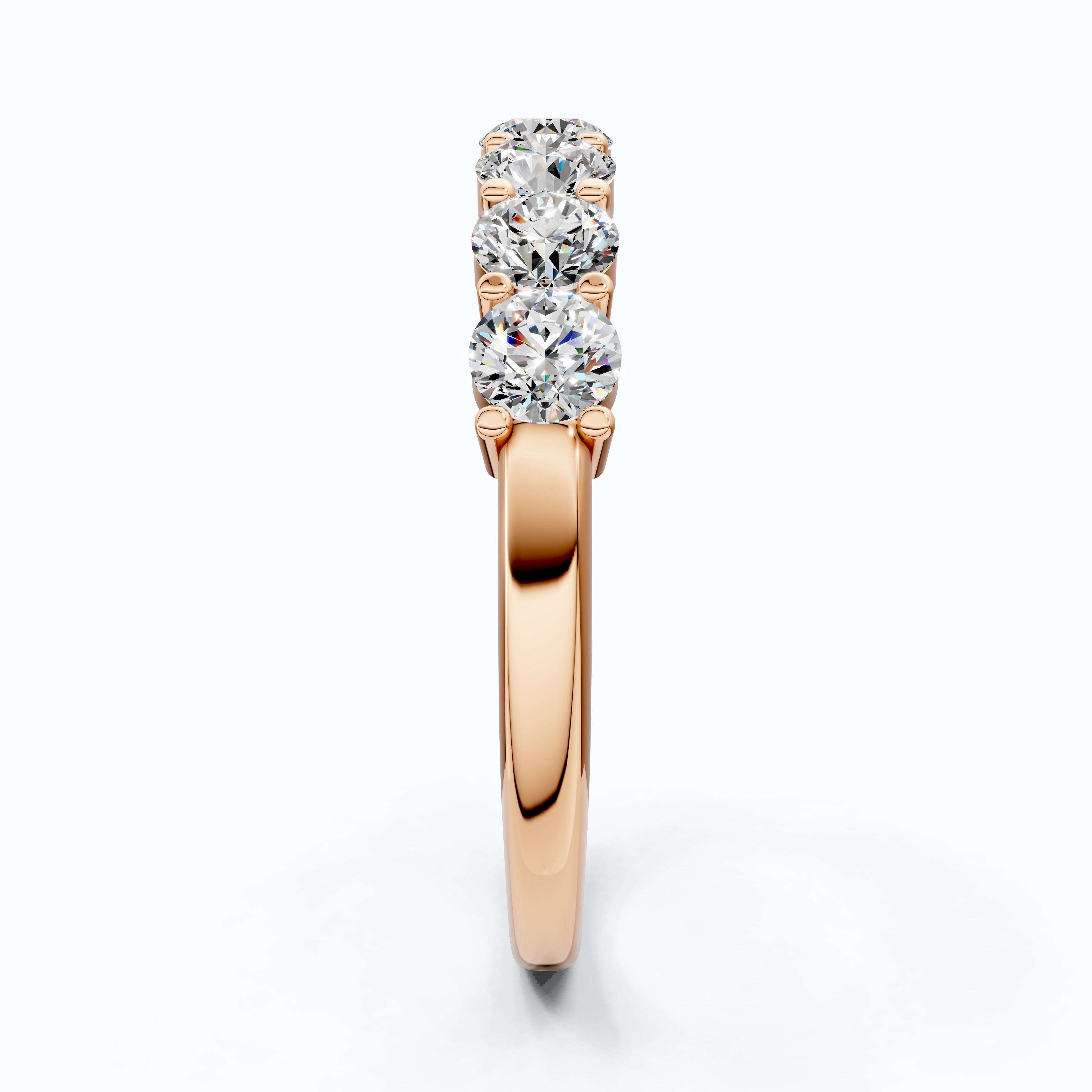 Modern Half Eternity Wedding Band in 14K Solid Gold, 1.11 TCW Round Cut Lab Created Diamonds, Wedding Bridal jewelry, Unique Gift For Her